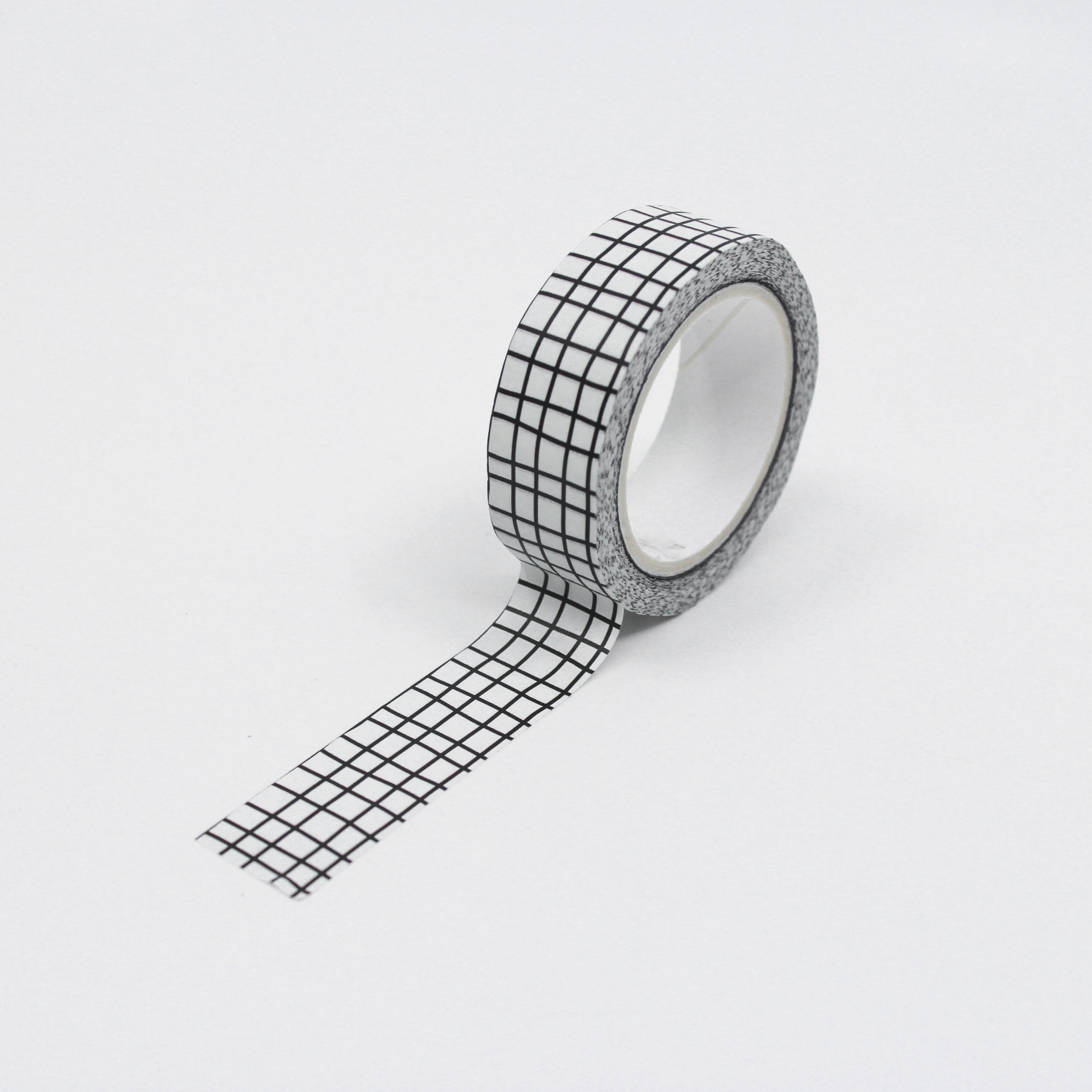 This is a full pattern repeat view of white modern grid washi tape BBB Supplies Craft Shop