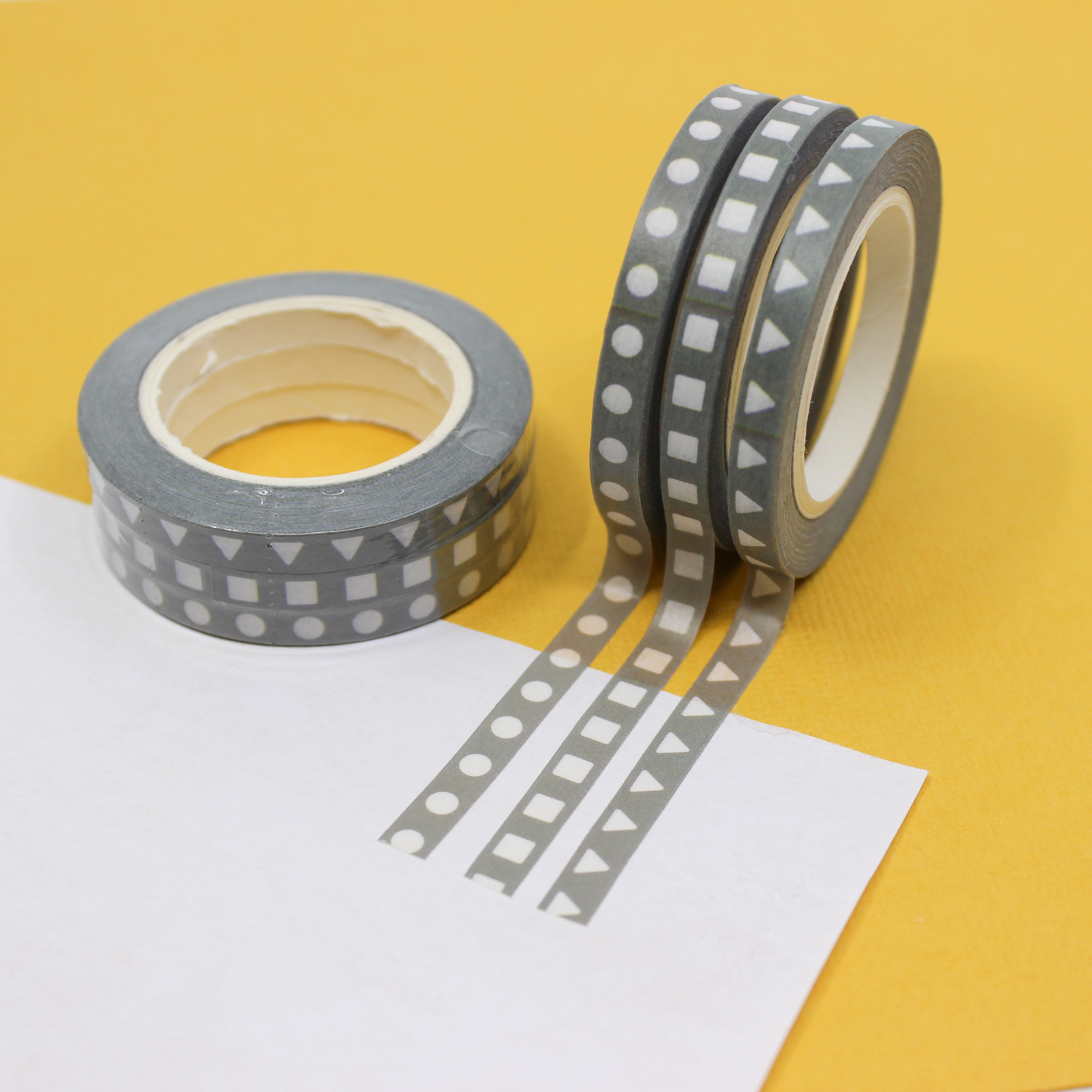 This is thin square, triangle and circle view themed washi tape from BBB Supplies Craft Shop