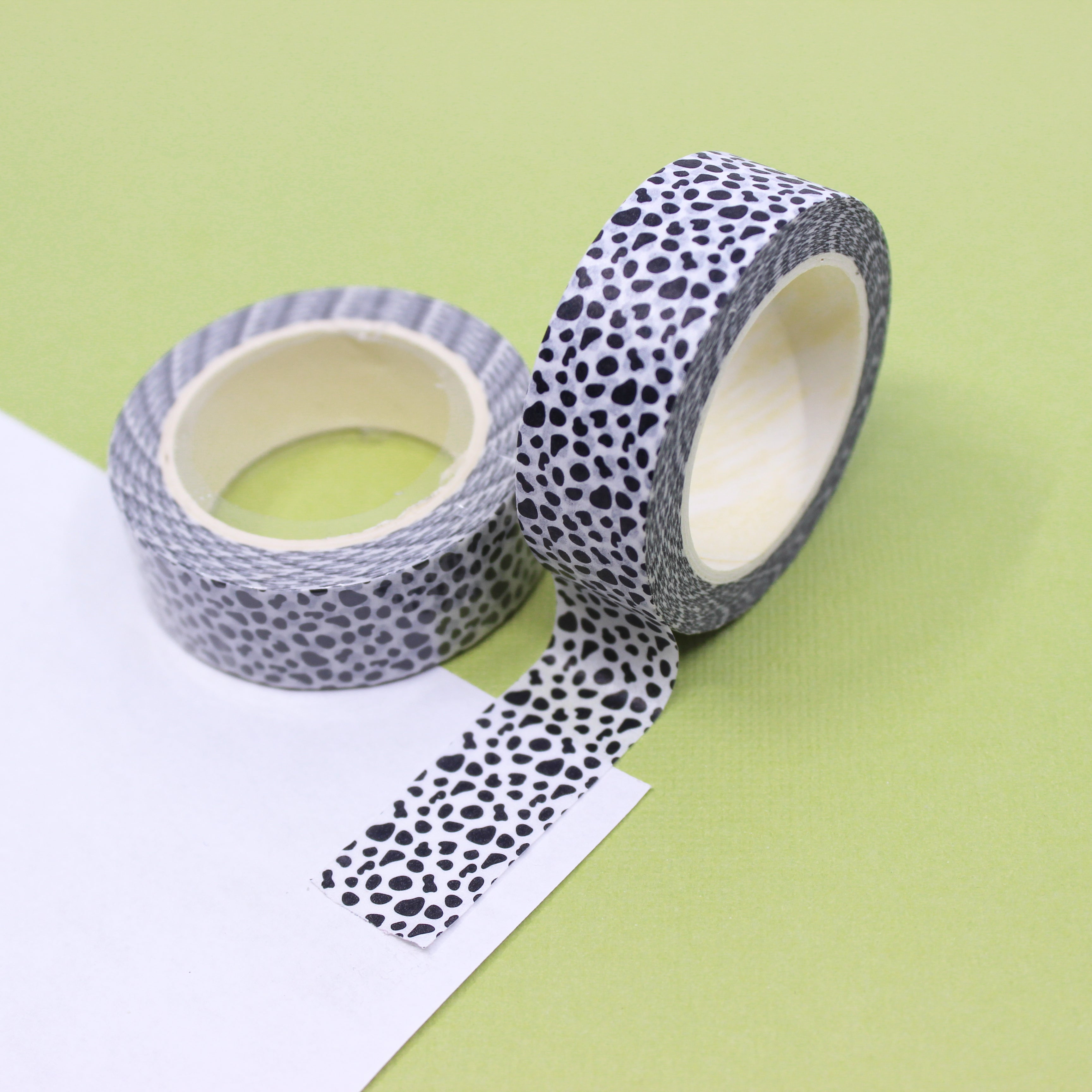 This is a white leopard animal print themed washi tape from BBB Supplies Craft Shop