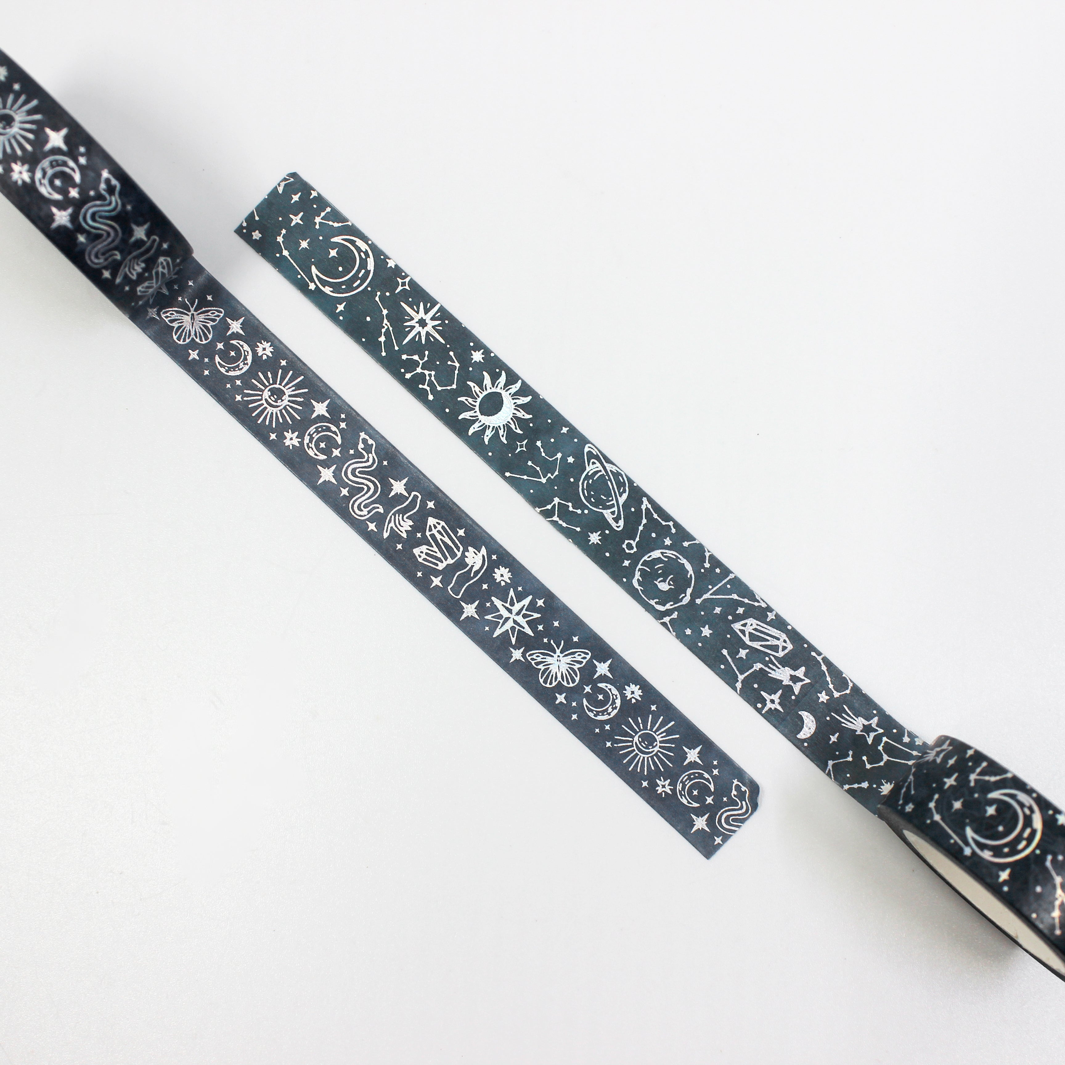 This is a spiritual symbols and celestial symbols washi tape from BBB Supplies Craft Shop