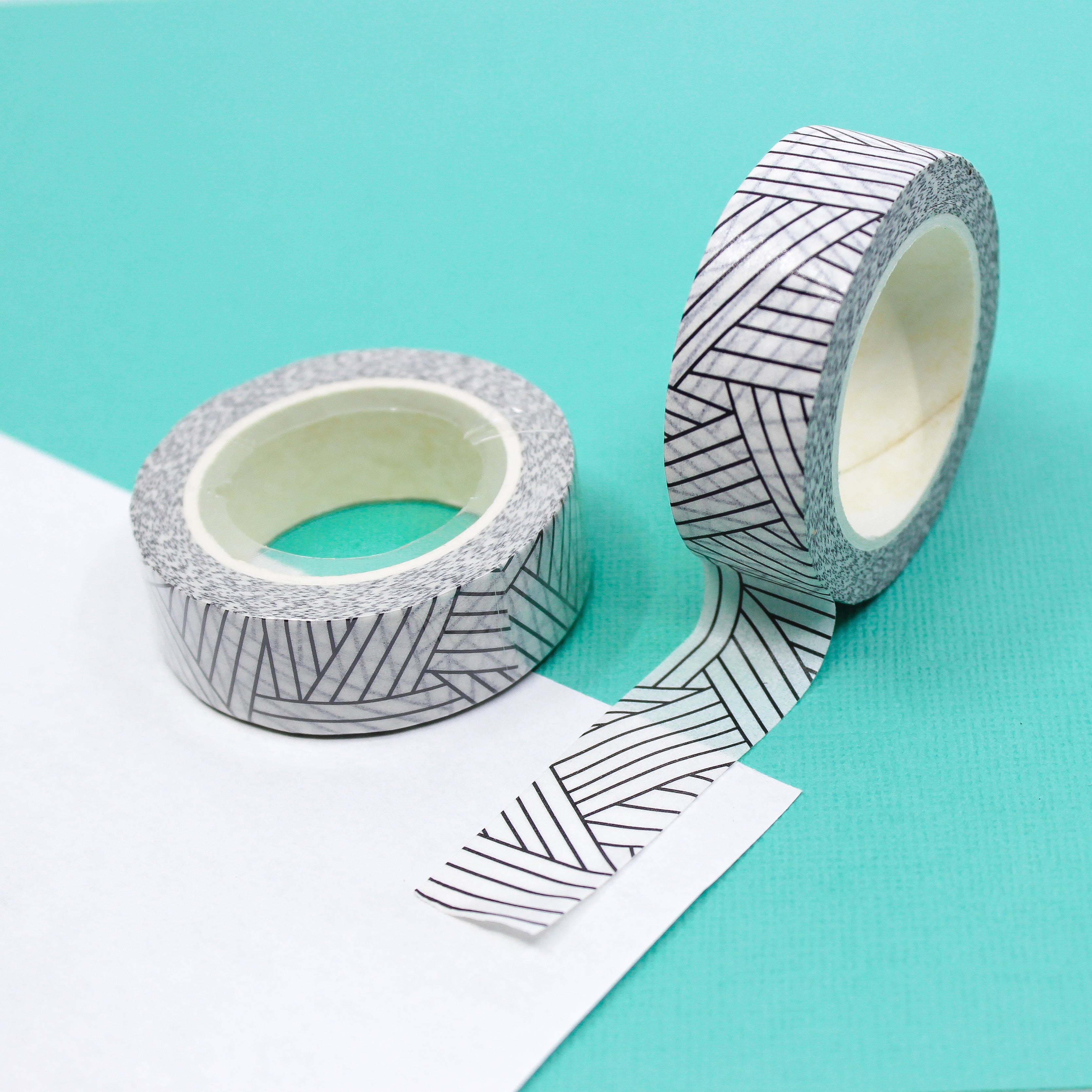 This is a black and white mummy wrap pattern view themed washi tape from BBB Supplies Craft Shop