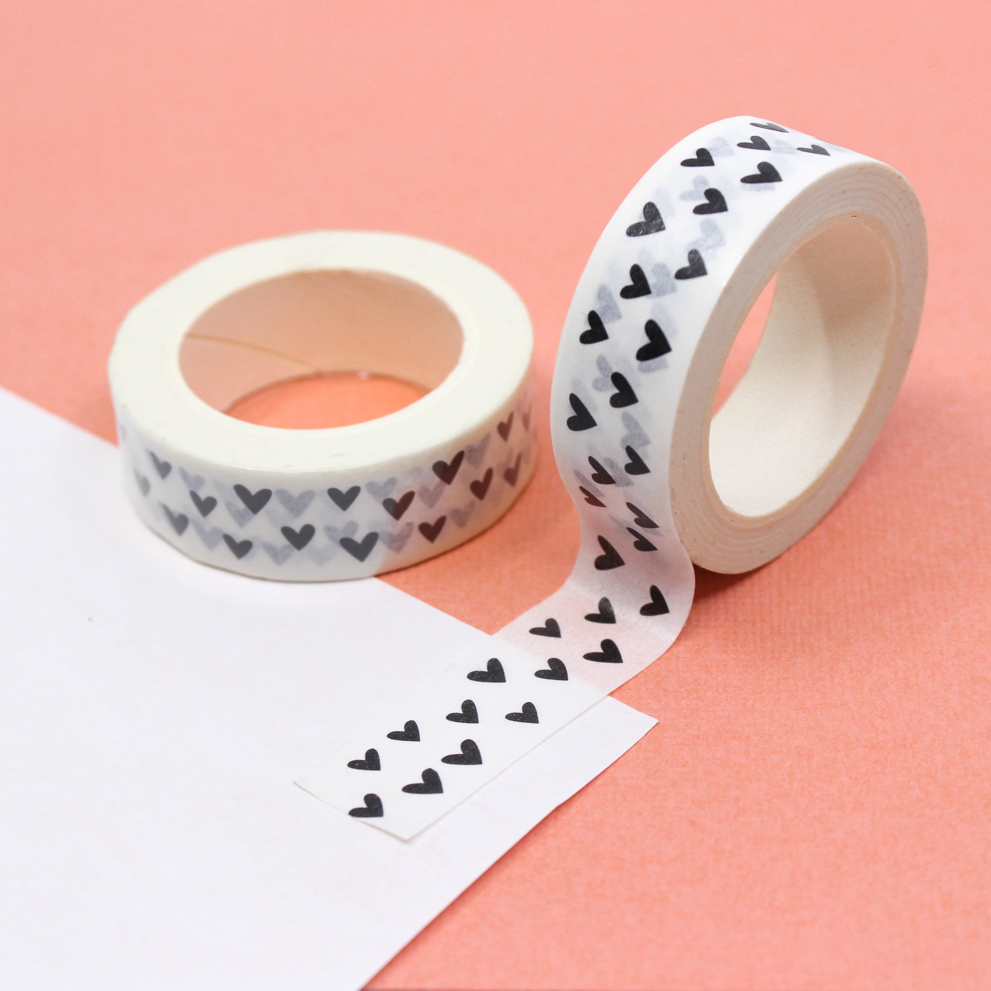 This is black tiny heart view themed washi tape from BBB Supplies Craft Shop