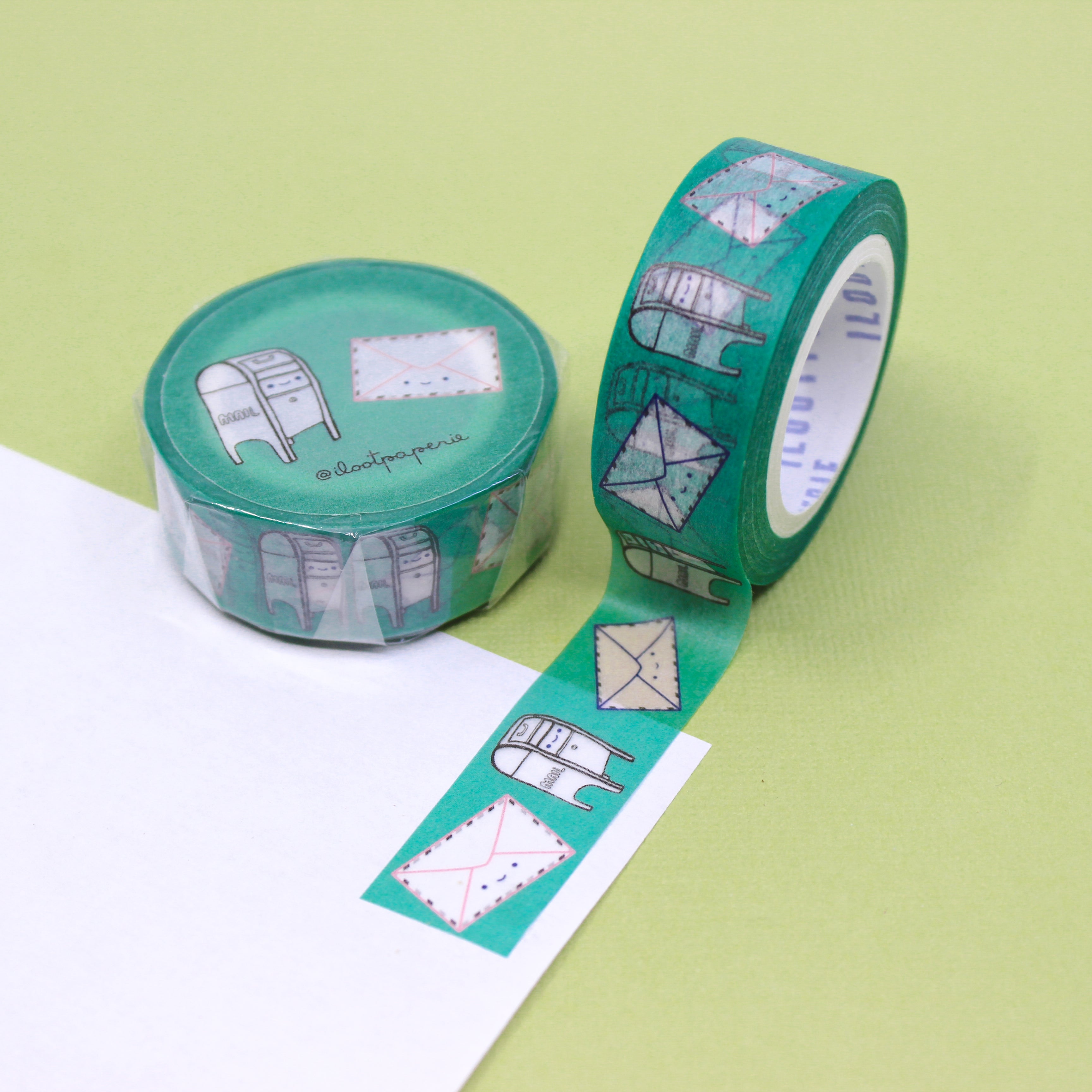This is happy letter green snail mail collection washi tape from BBB Supplies Craft Shop