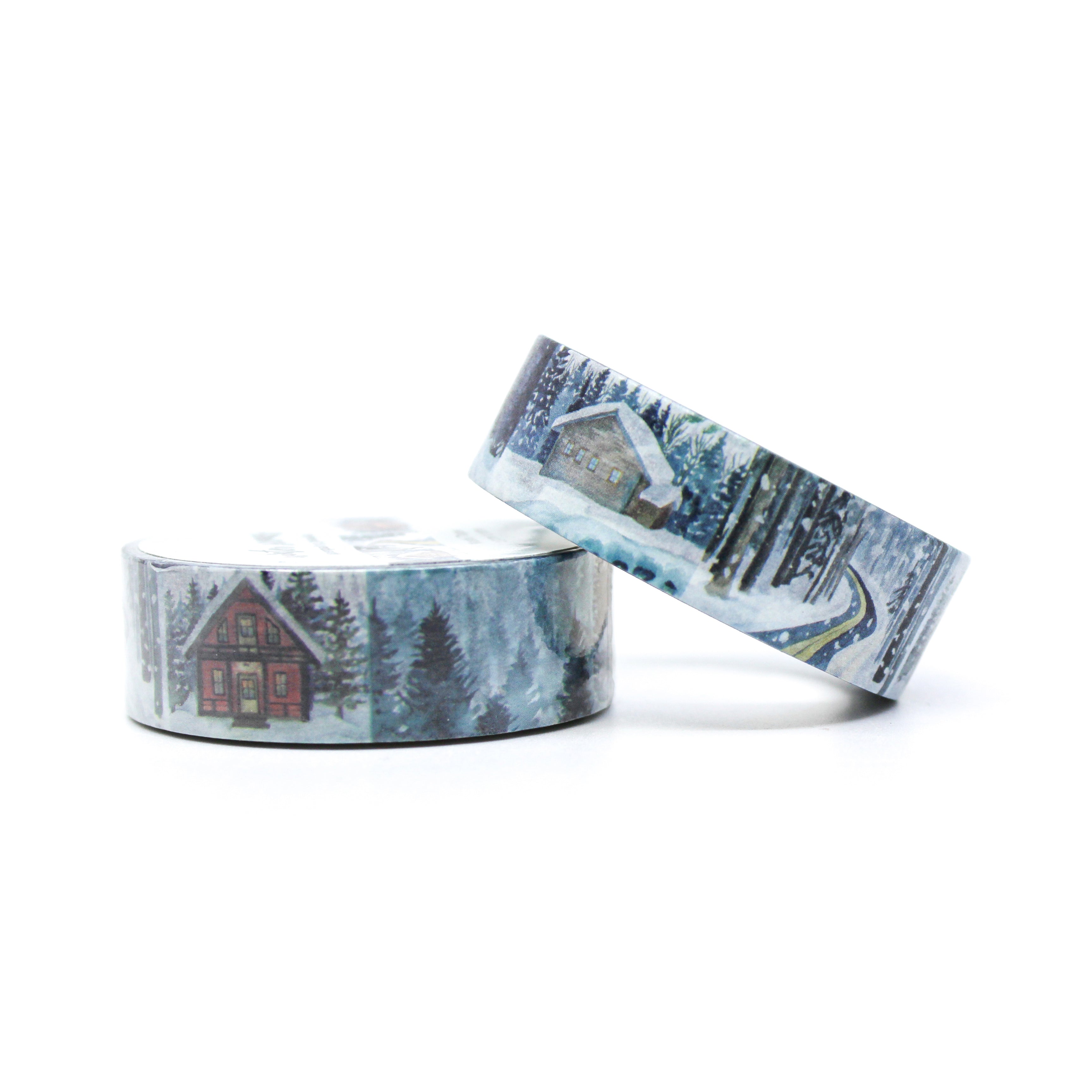 This is a roll of blue winter landscape washi tapes from BBB Supplies Craft Shop