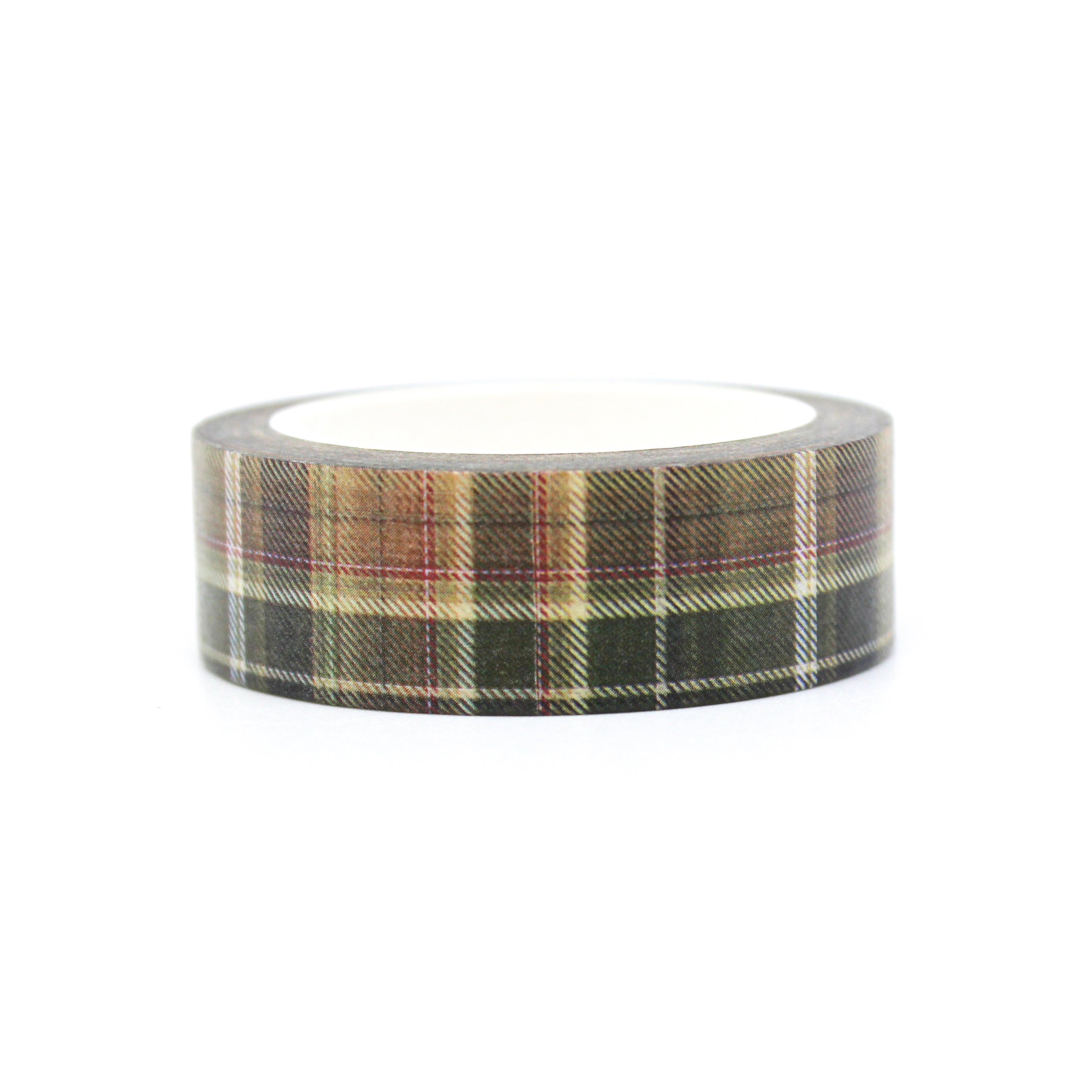 This is a yellow plaid is perfect for thanksgiving decor and holiday gift wrap washi tape from BBB Supplies Craft Shop