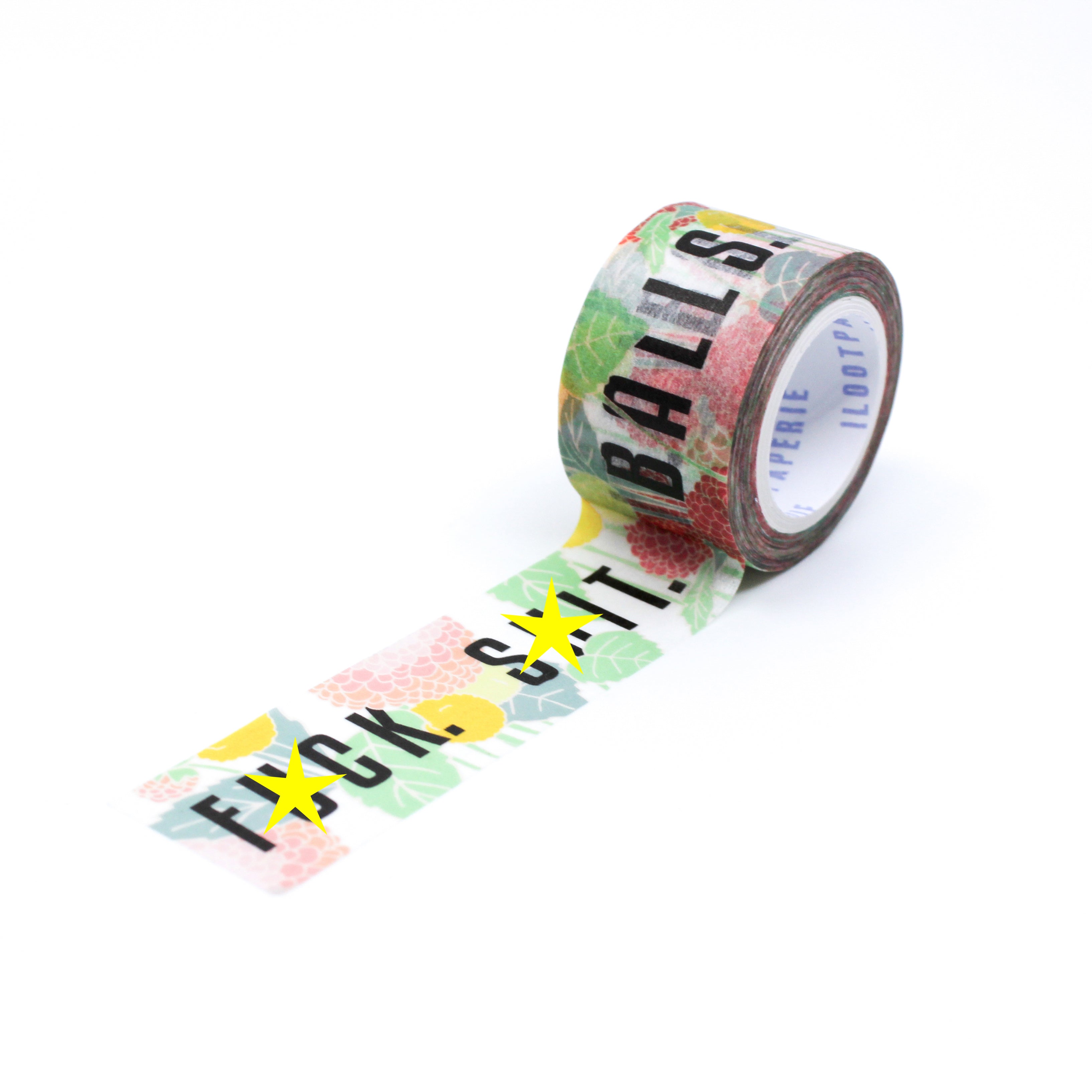 This is the full pattern repeat of the I Loot Paperie curse words pastel floral washi tape and sold @WeAreBBBSupplies.