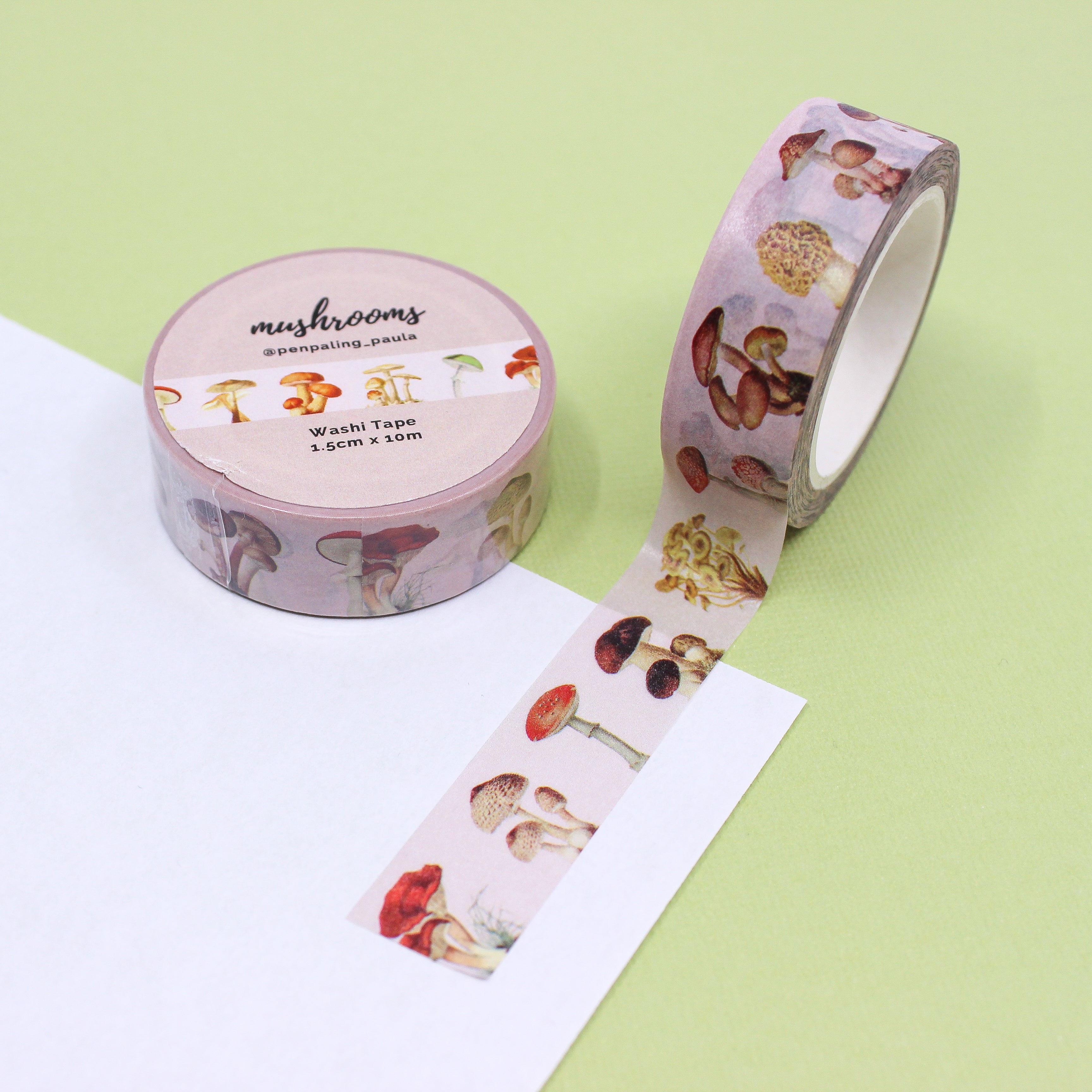This is forest whimsical mushroom themed washi tape from BBB Supplies Craft Shop