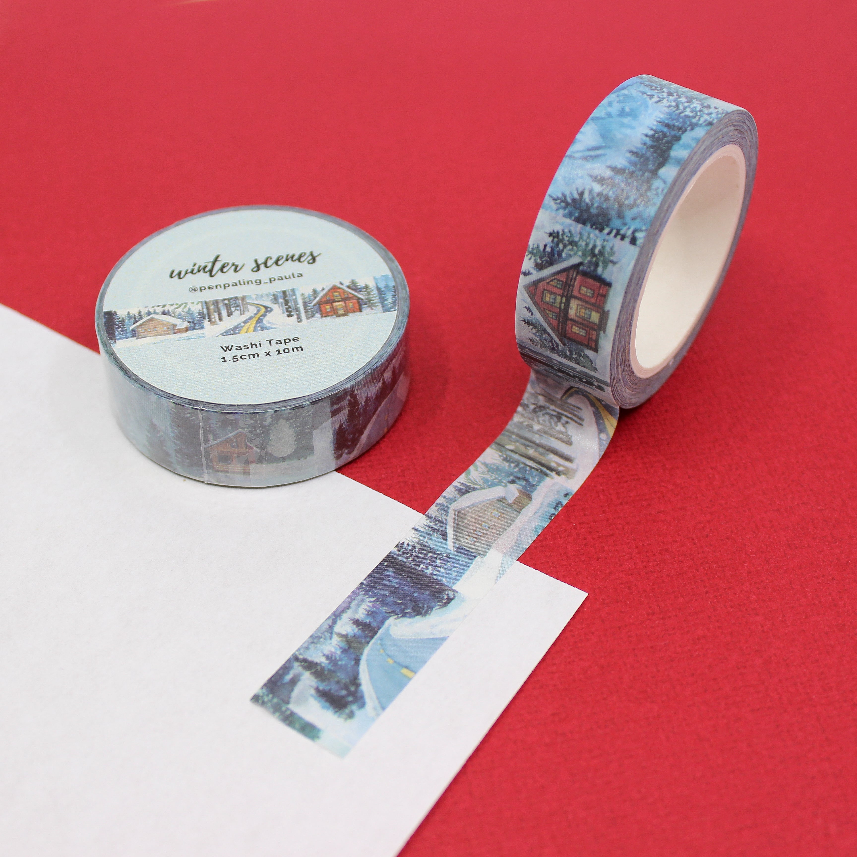This is a cold winter landscape themed washi tape from BBB Supplies Craft Shop