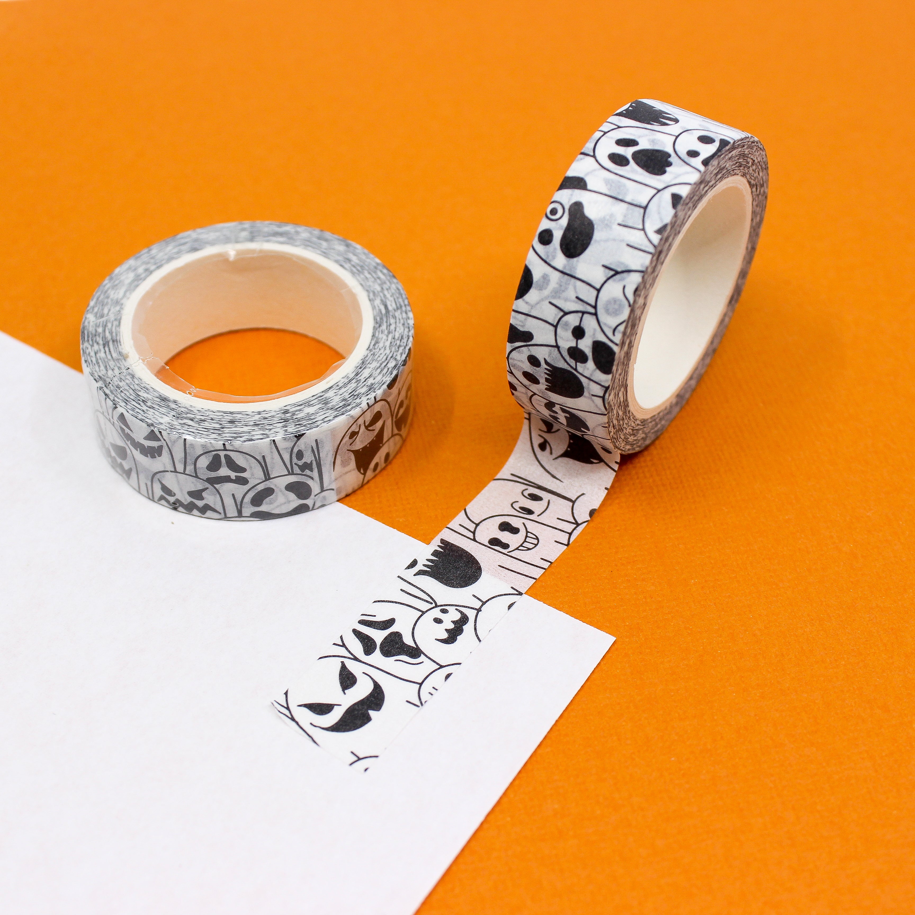 This is a black and white ghosts themed washi tape from BBB Supplies Craft Shop
