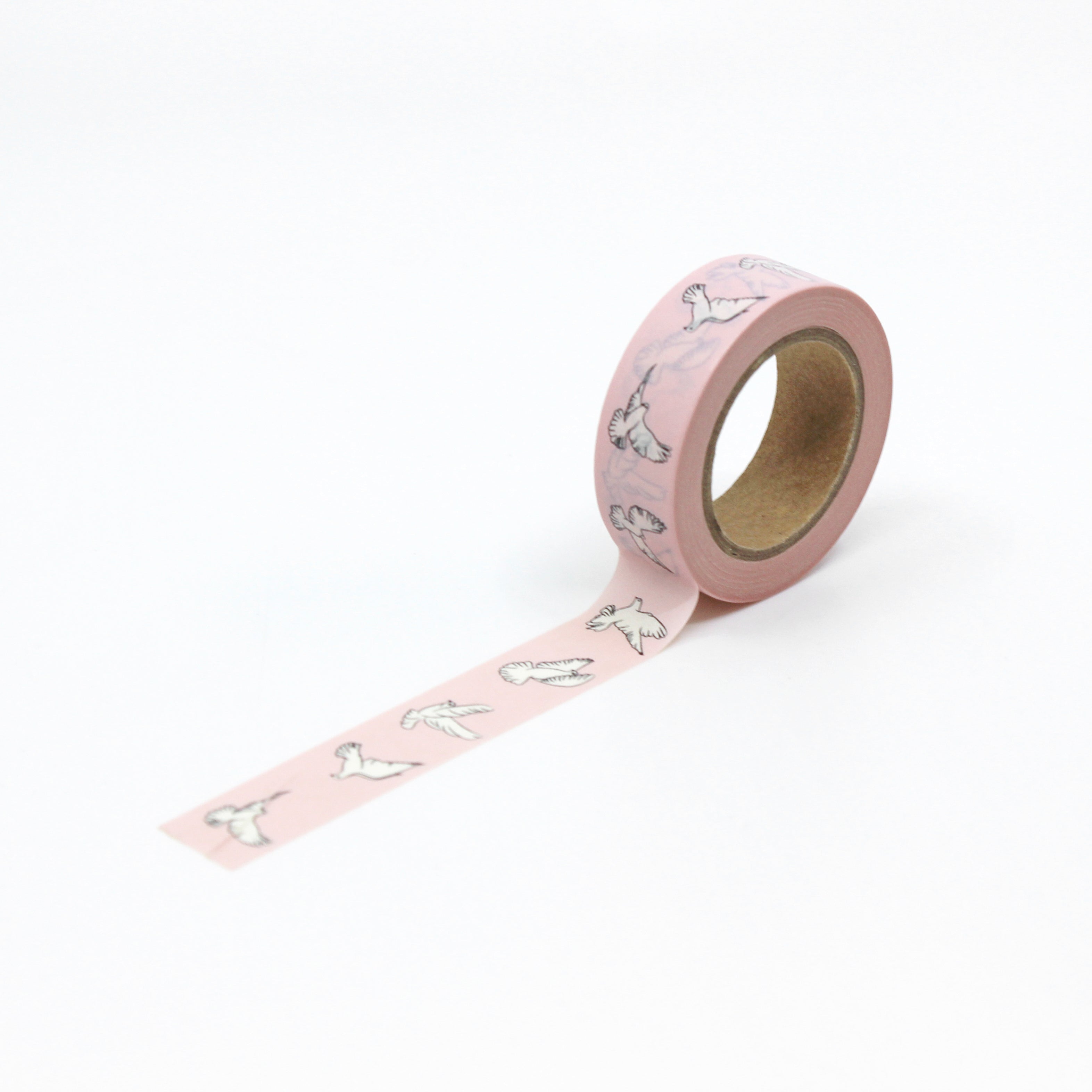 This is a full pattern repeat view of pink dove washi tape BBB Supplies Craft Shop