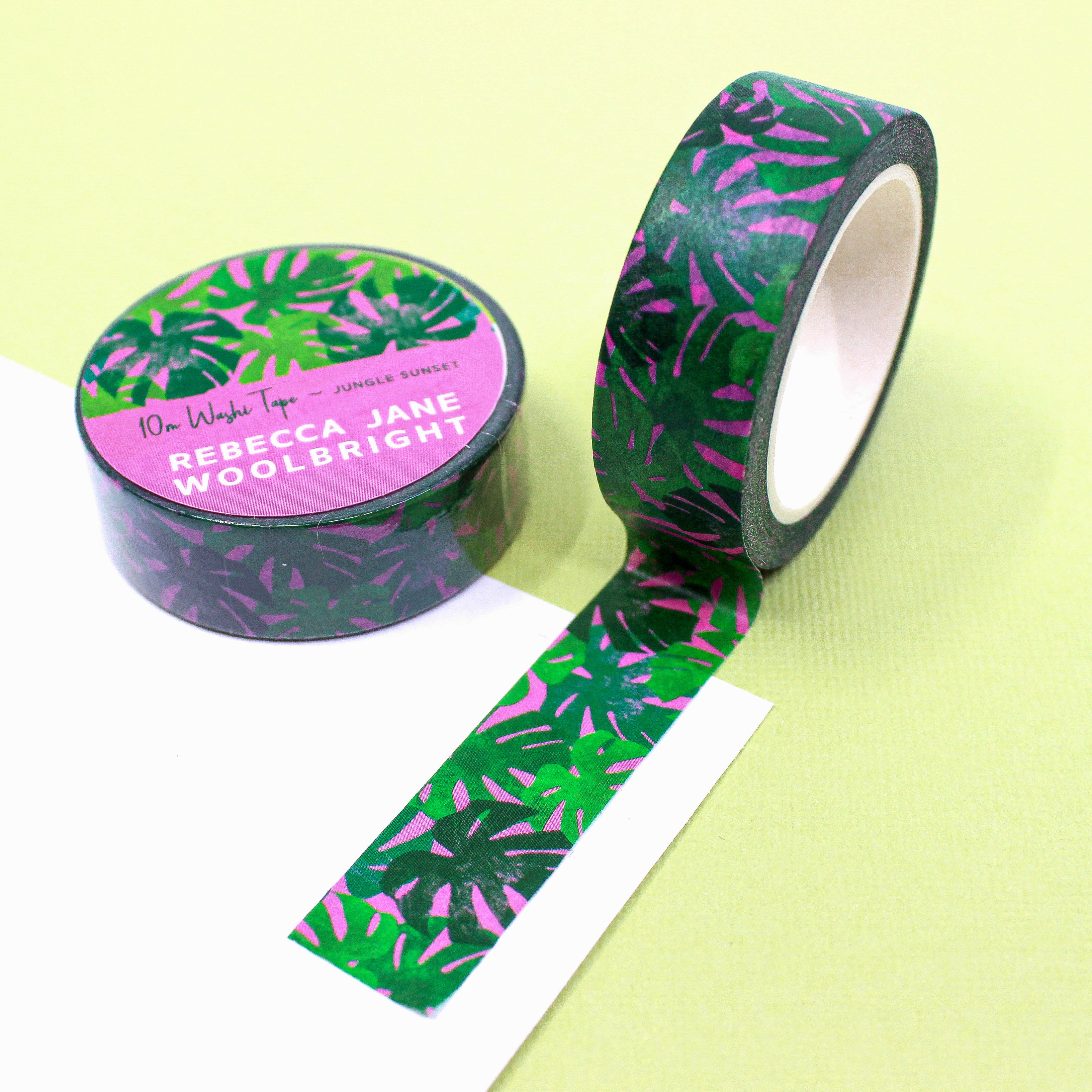 This is a green monstera leaf view themed washi tape from BBB Supplies Craft Shop