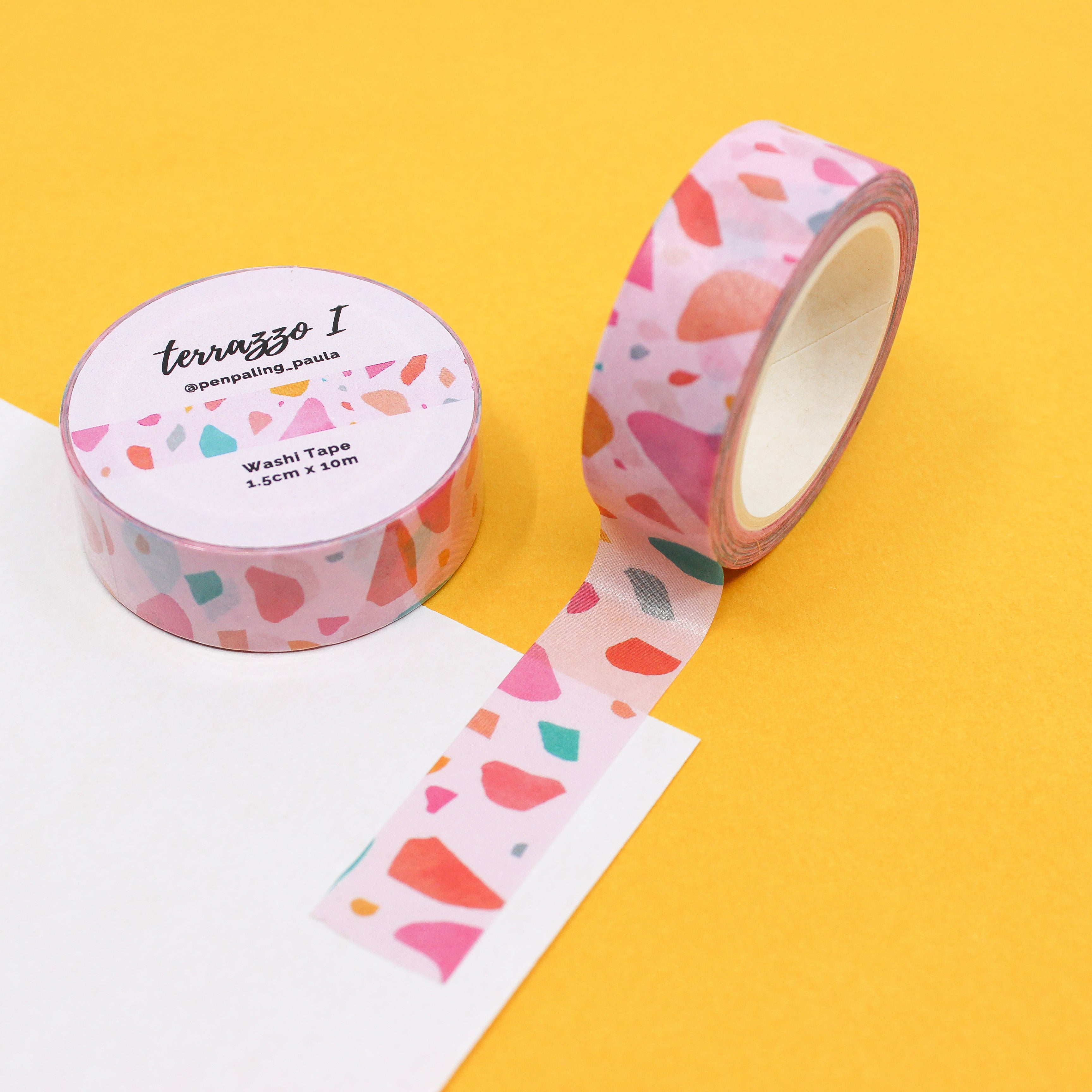 This is a pink terrazzo themed washi tape from BBB Supplies Craft Shop