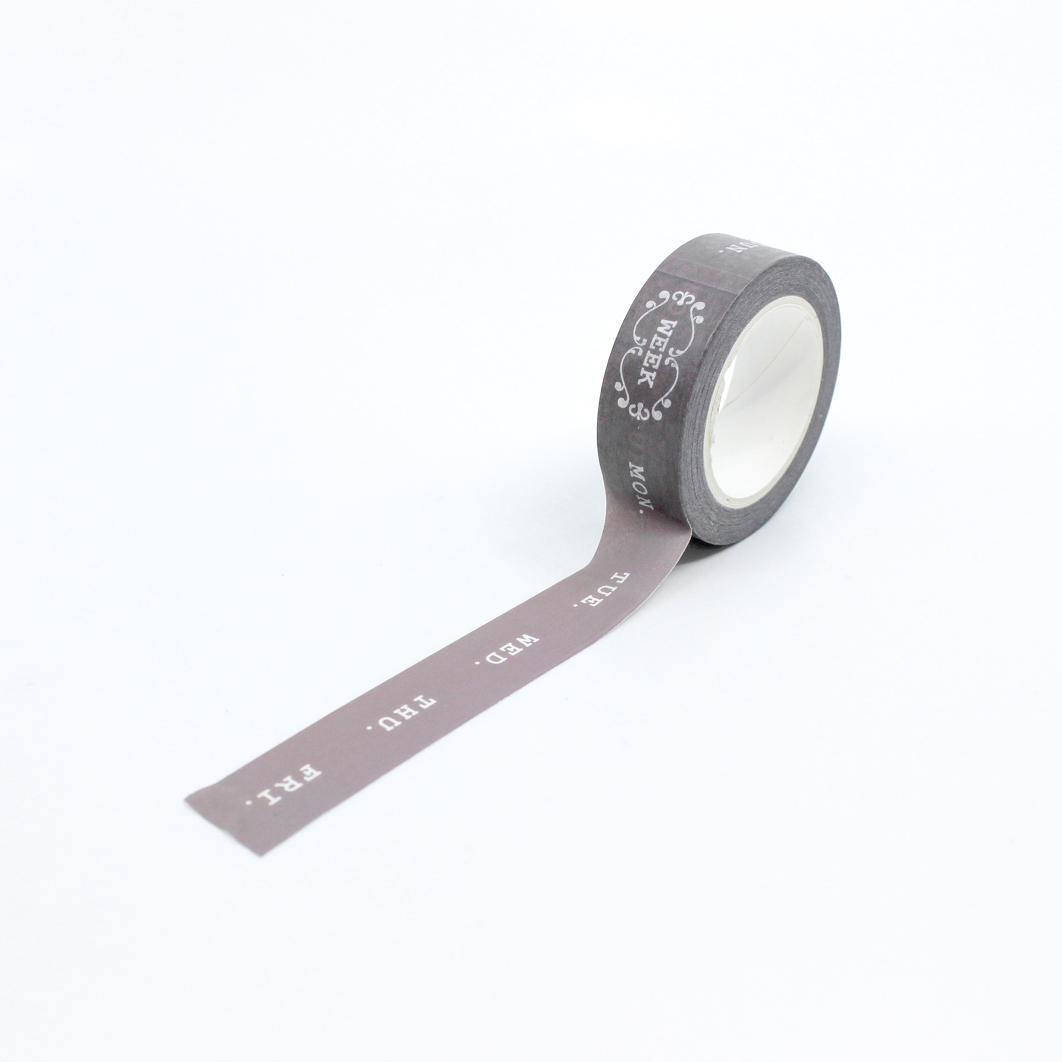 This is a full pattern repeat view of brown times of the day washi tape BBB Supplies Craft Shop