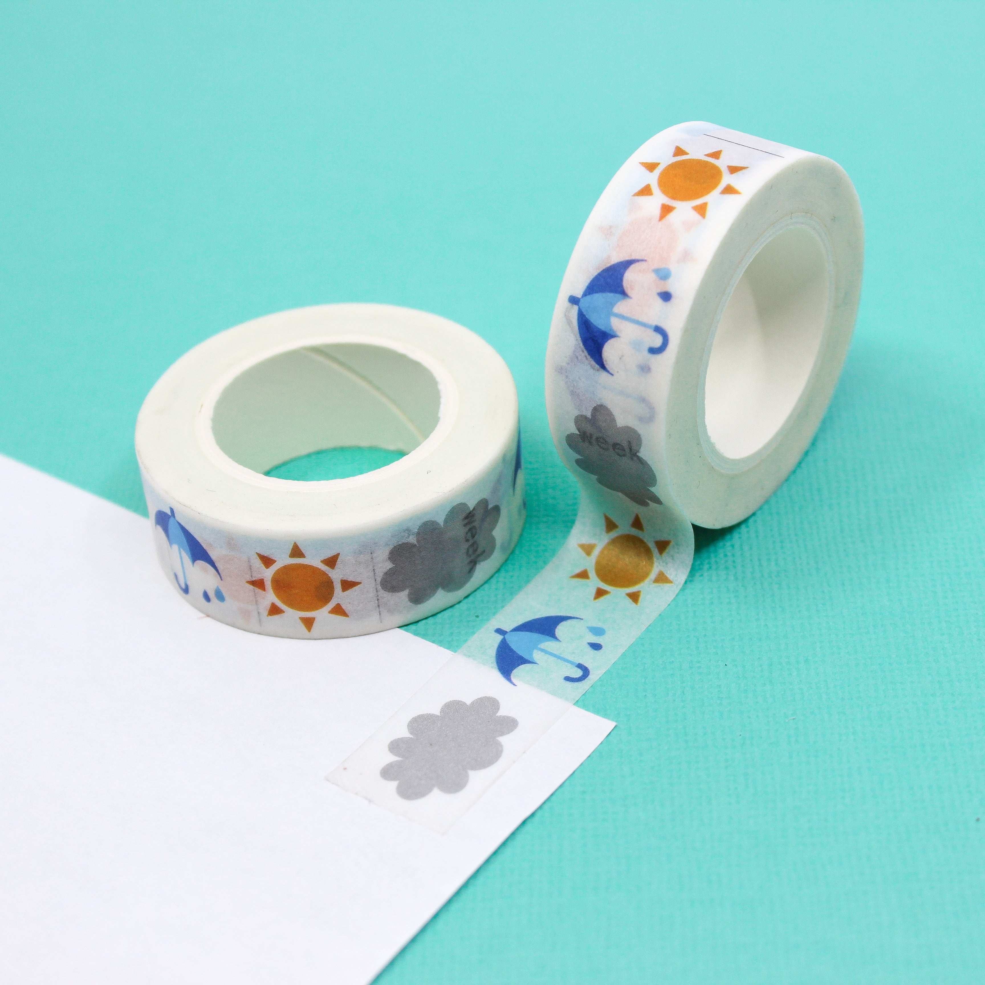 This is a rain items pattern view themed washi tape from BBB Supplies Craft Shop