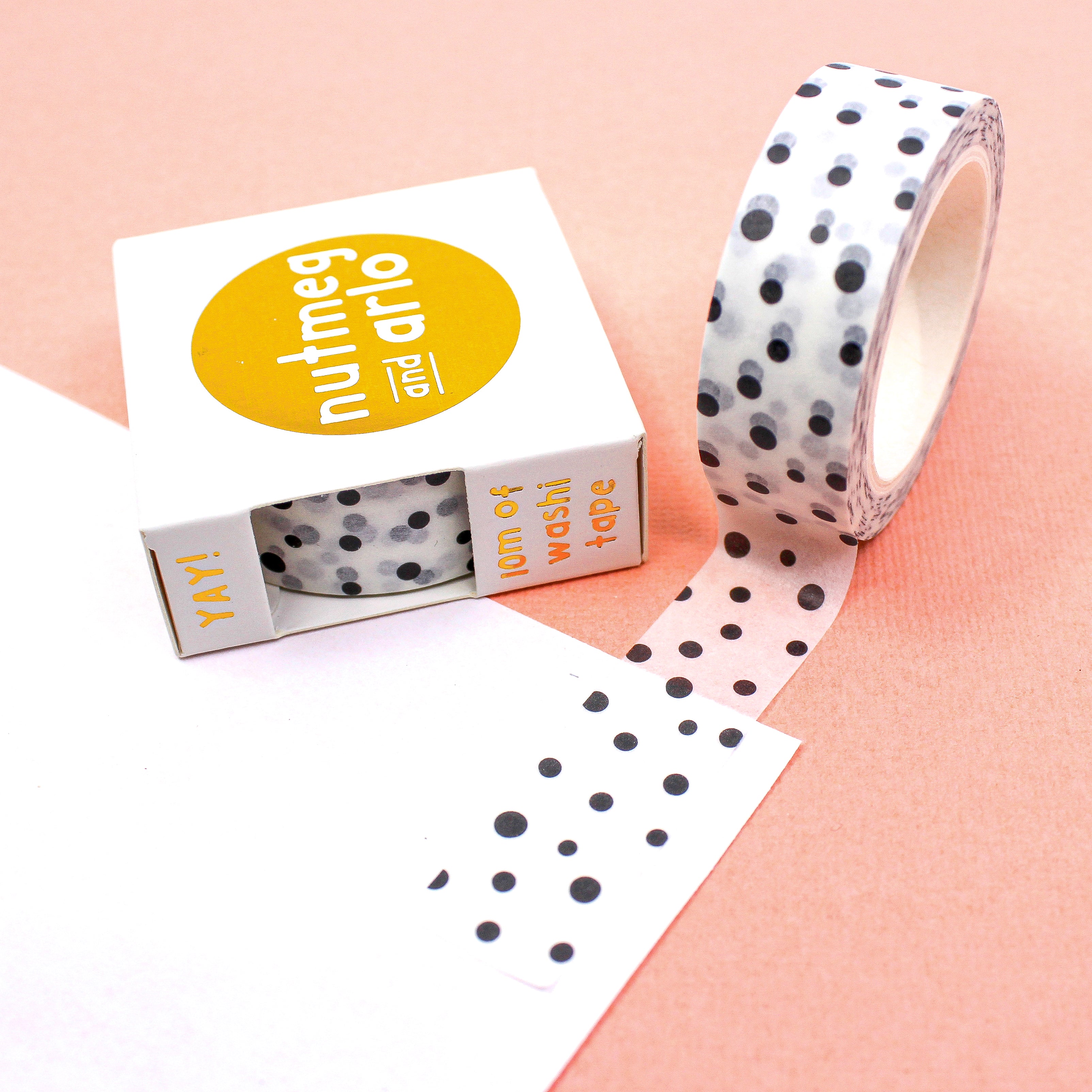 This is a black spots of dots view themed washi tape from BBB Supplies Craft Shop
