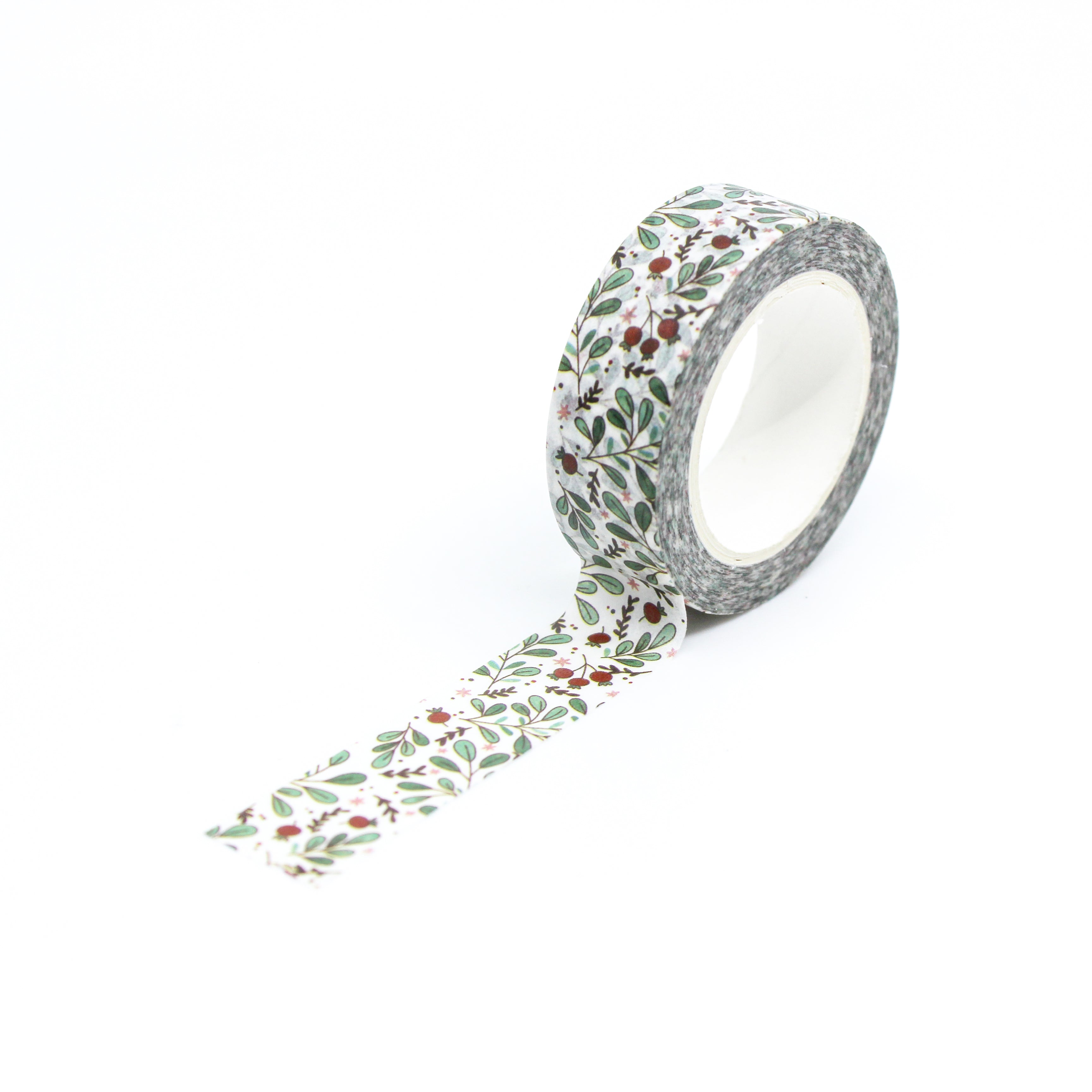 This is a full pattern repeat view of holly branch washi tape BBB Supplies Craft Shop