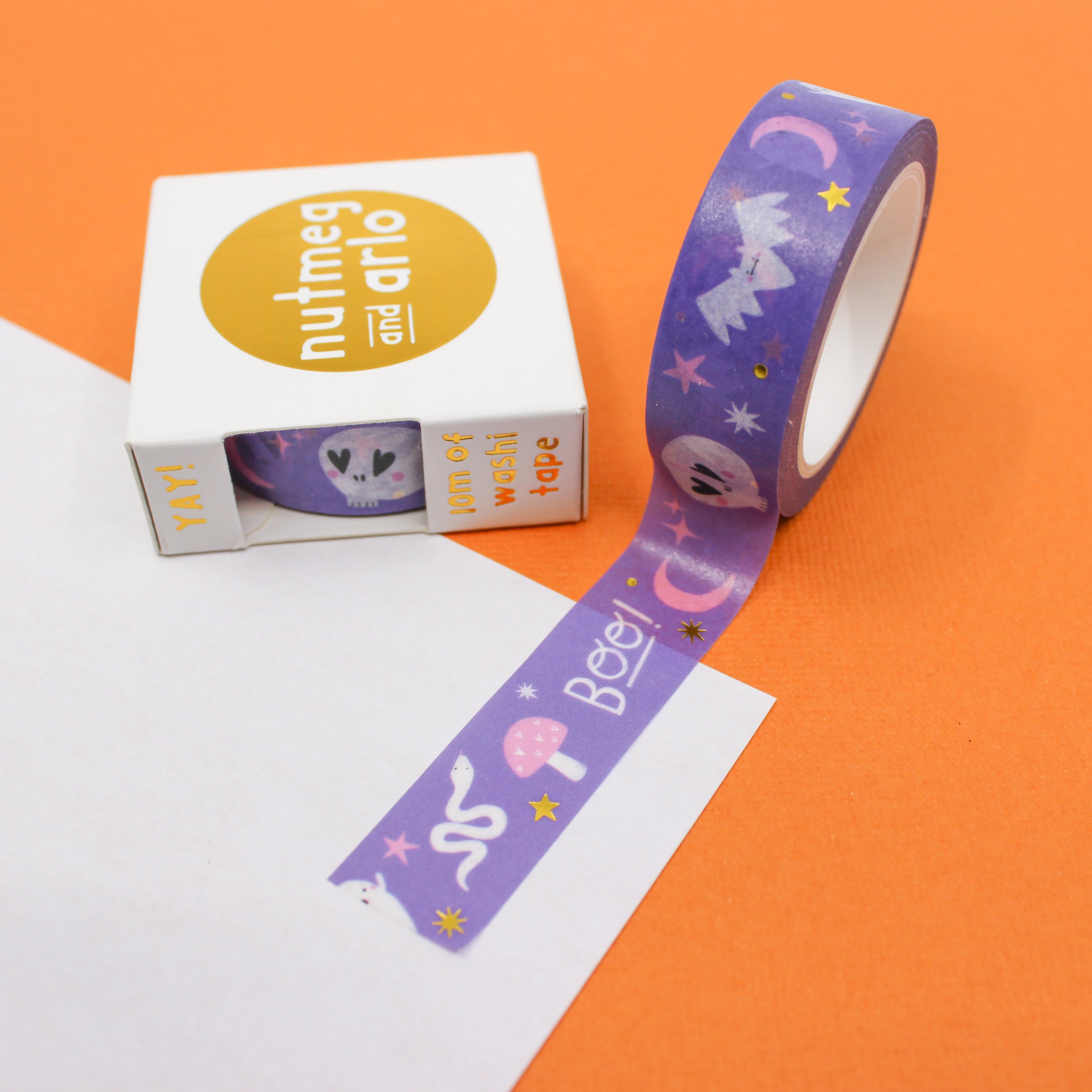 This is a purple foil Halloween theme pattern washi tape from BBB Supplies Craft Shop