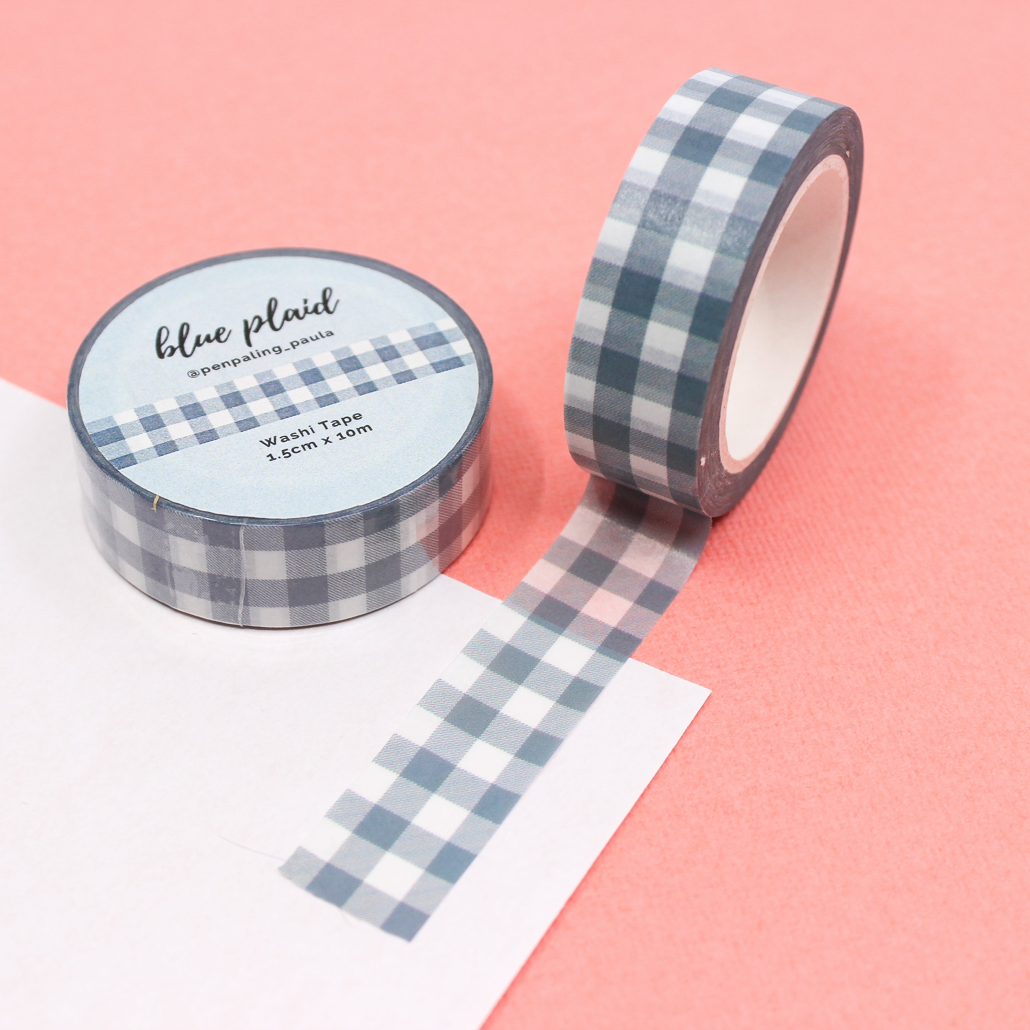This is a traditional Christmas Holiday blue plaid Washi Tape from BBB Supplies Craft Shop