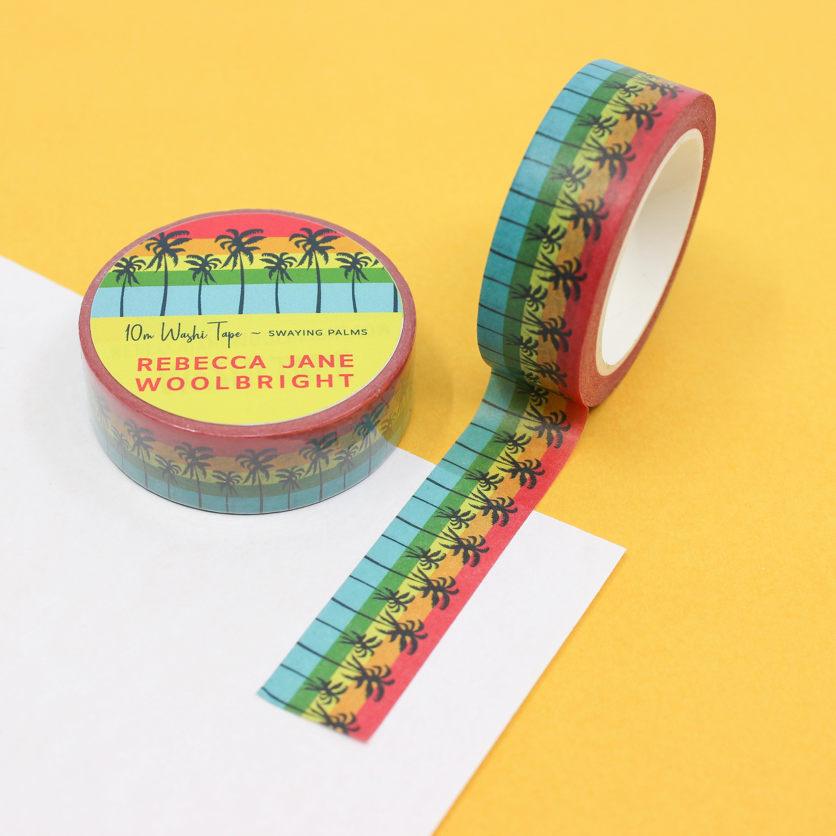 This is a green palm tree swaying in beach of Hawaii view themed washi tape from BBB Supplies Craft Shop
