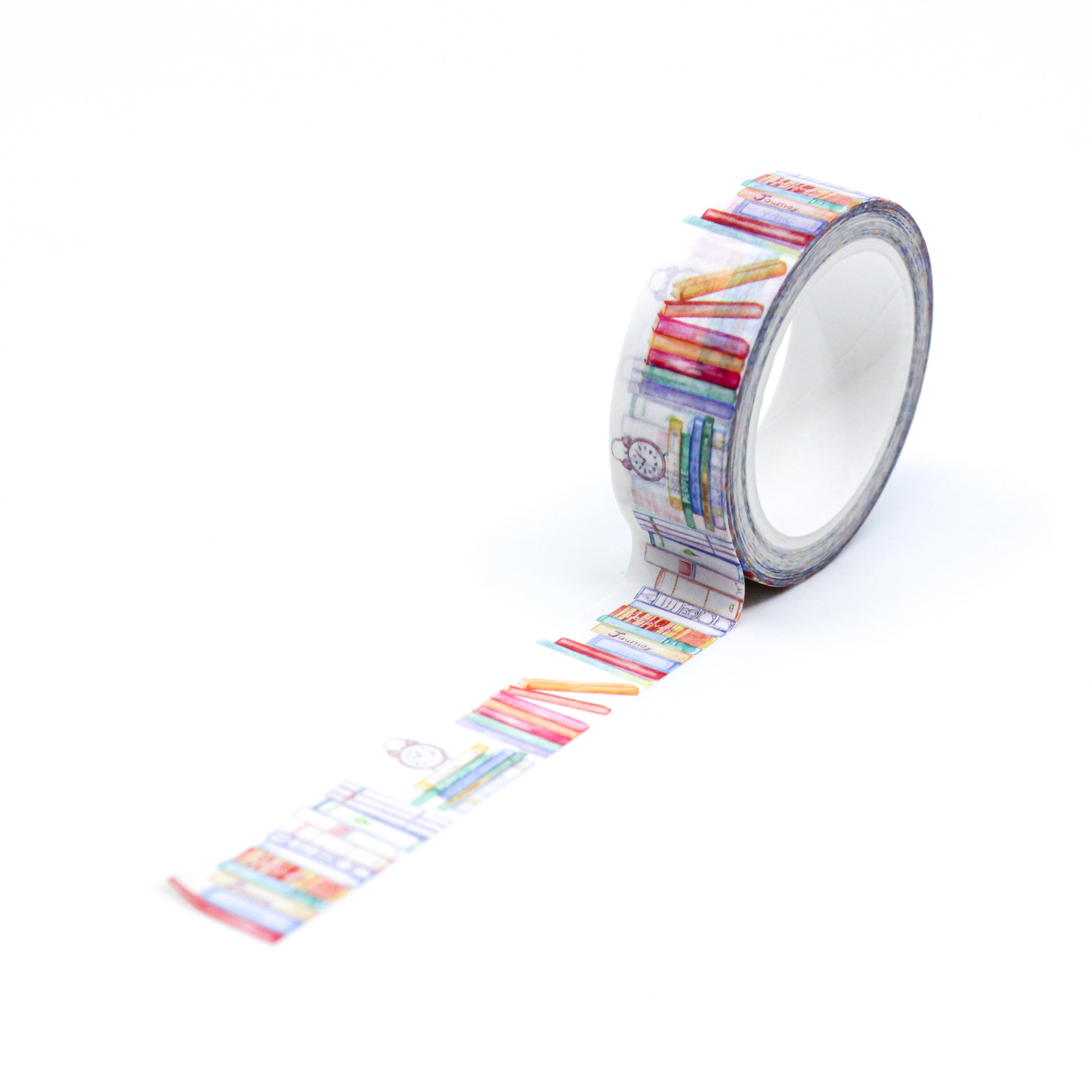 This is a full pattern repeat view of library bookshelf washi tape from BBB Supplies Craft Shop