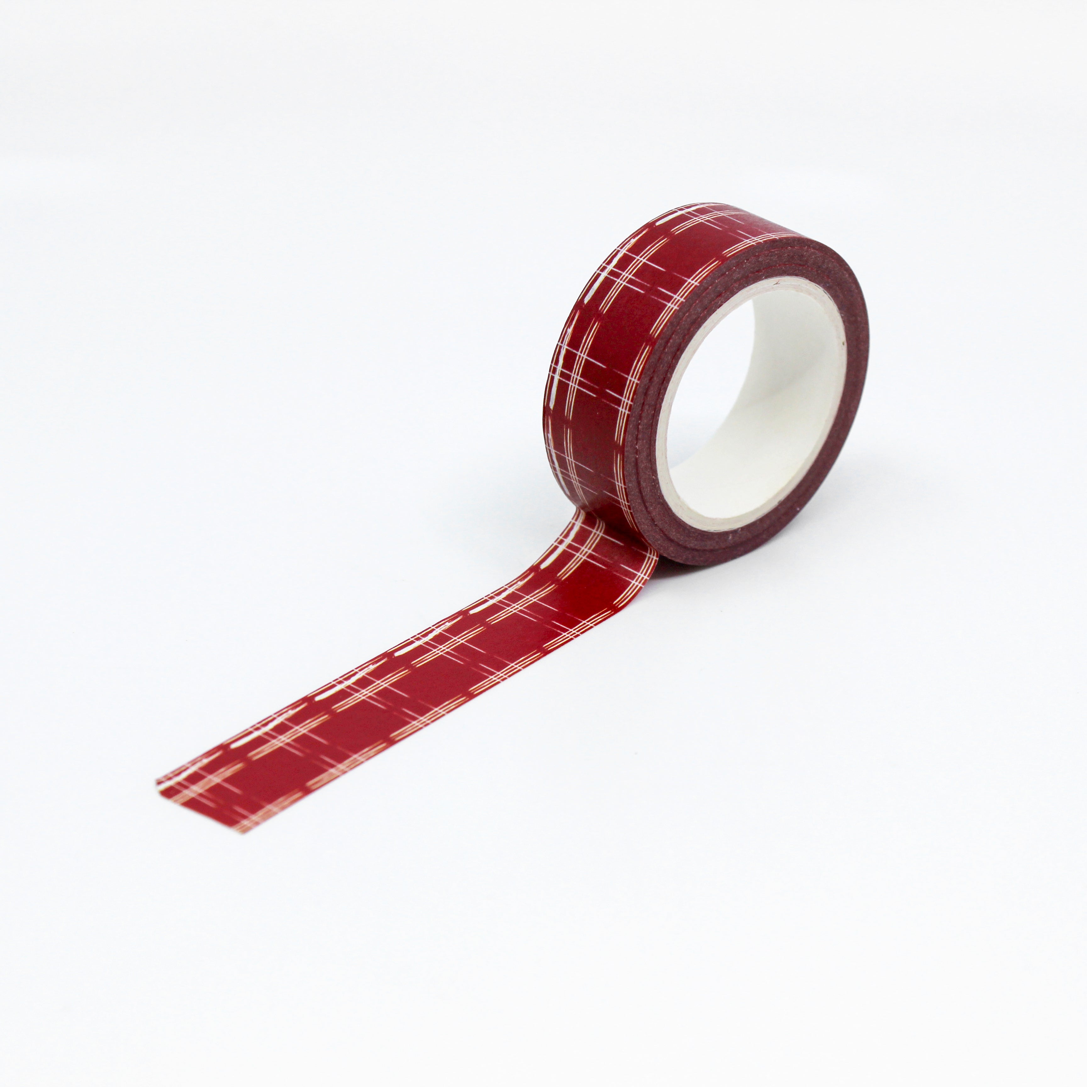 This is a full pattern repeat view of red scotch plaid washi tape BBB Supplies Craft Shop