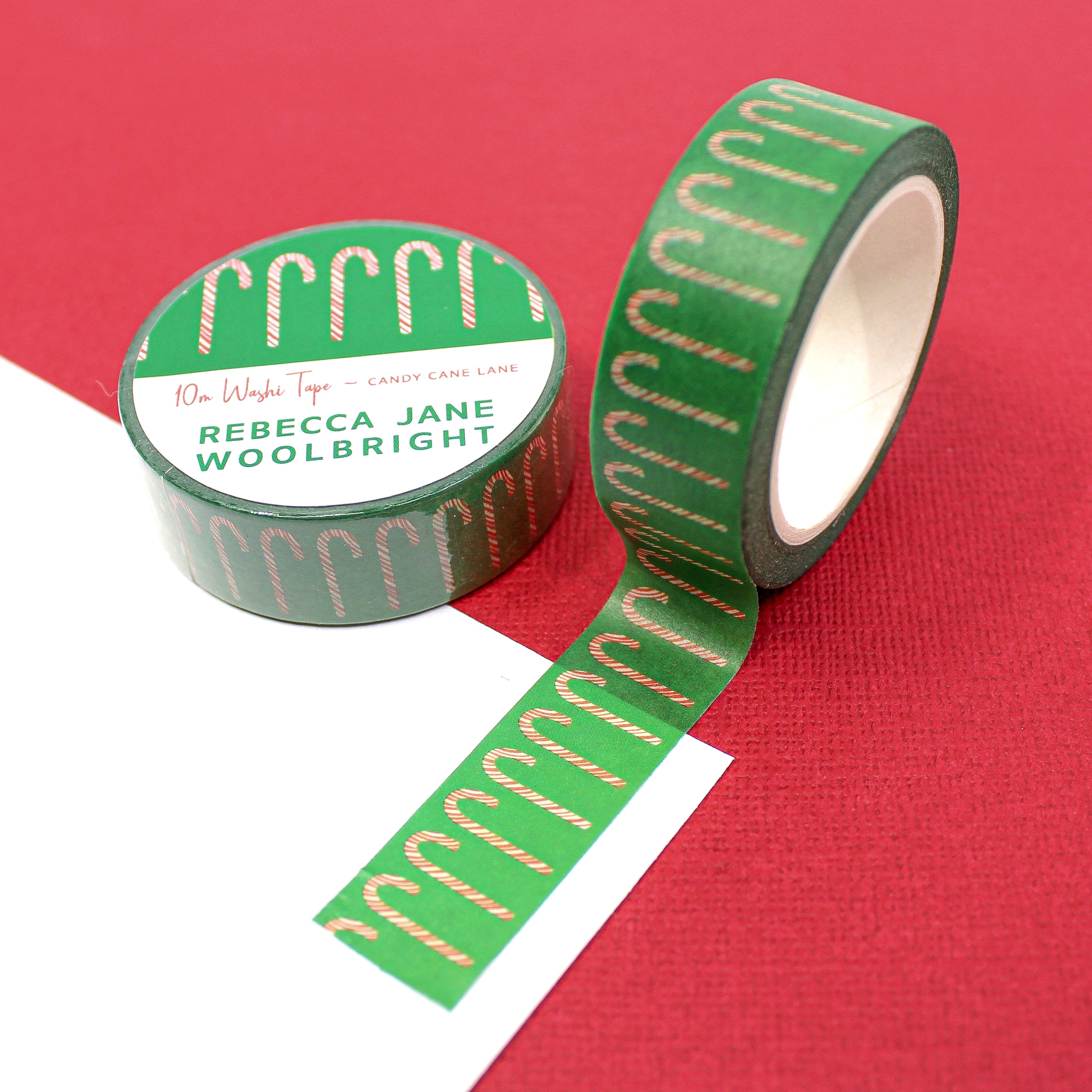 This is a green candy cane lane view themed washi tape from BBB Supplies Craft Shop