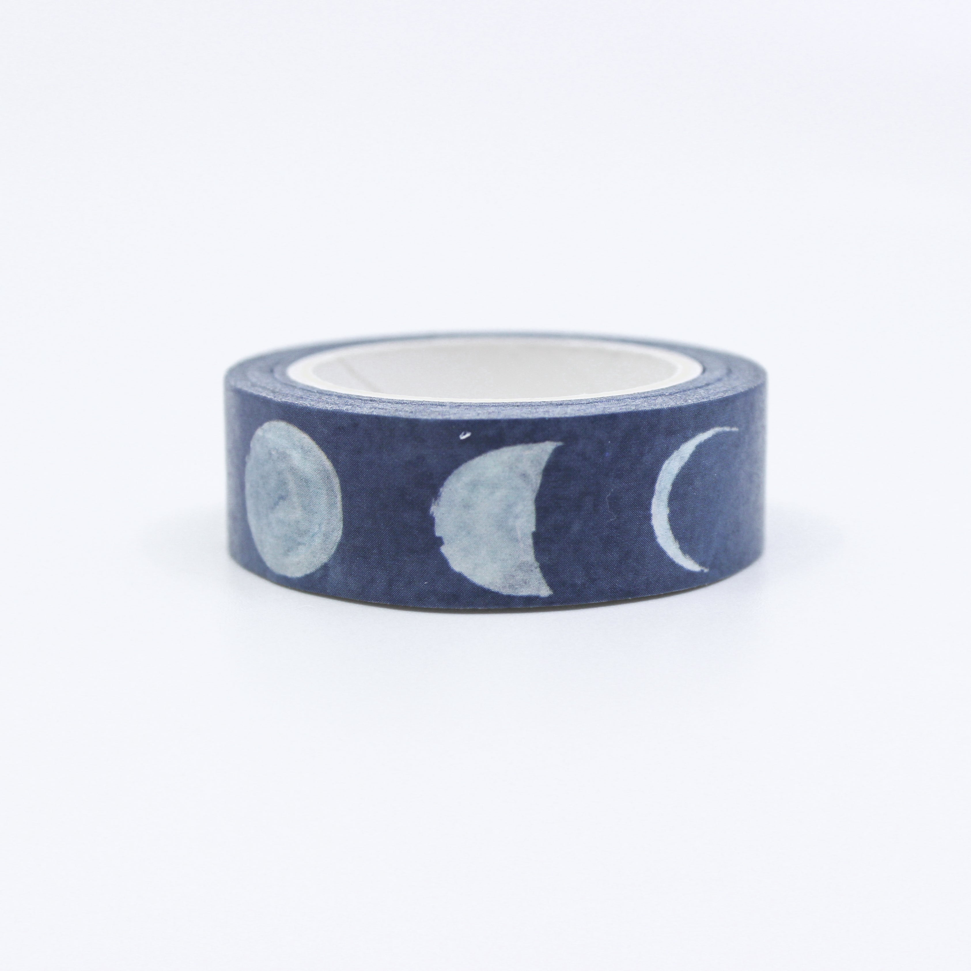 This is a blue celestial moon with white background washi tape from BBB Supplies Craft Shop