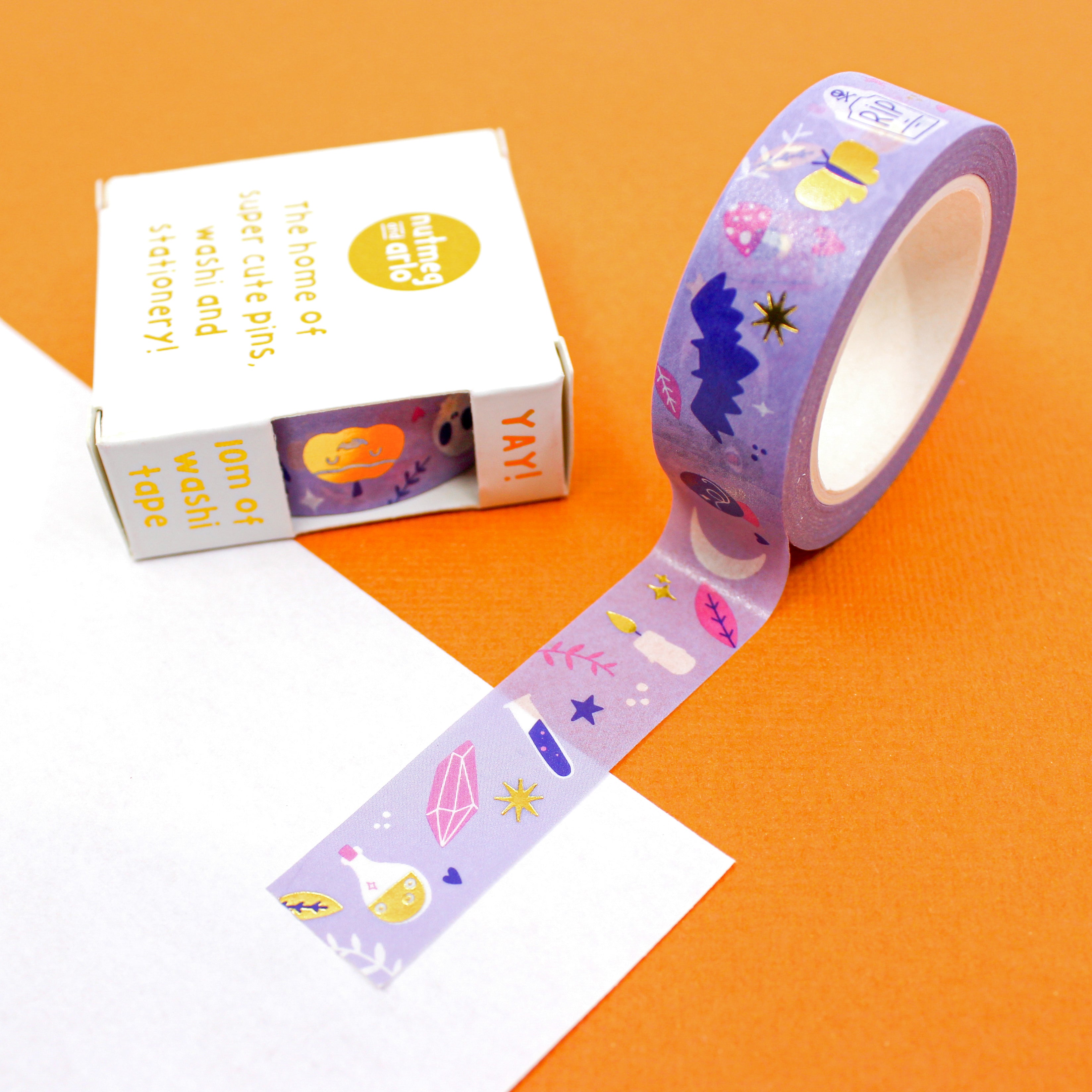 This is a spooky characters mystical Halloween view themed washi tape from Nutmeg and Arlo and available at BBB Supplies Craft Shop