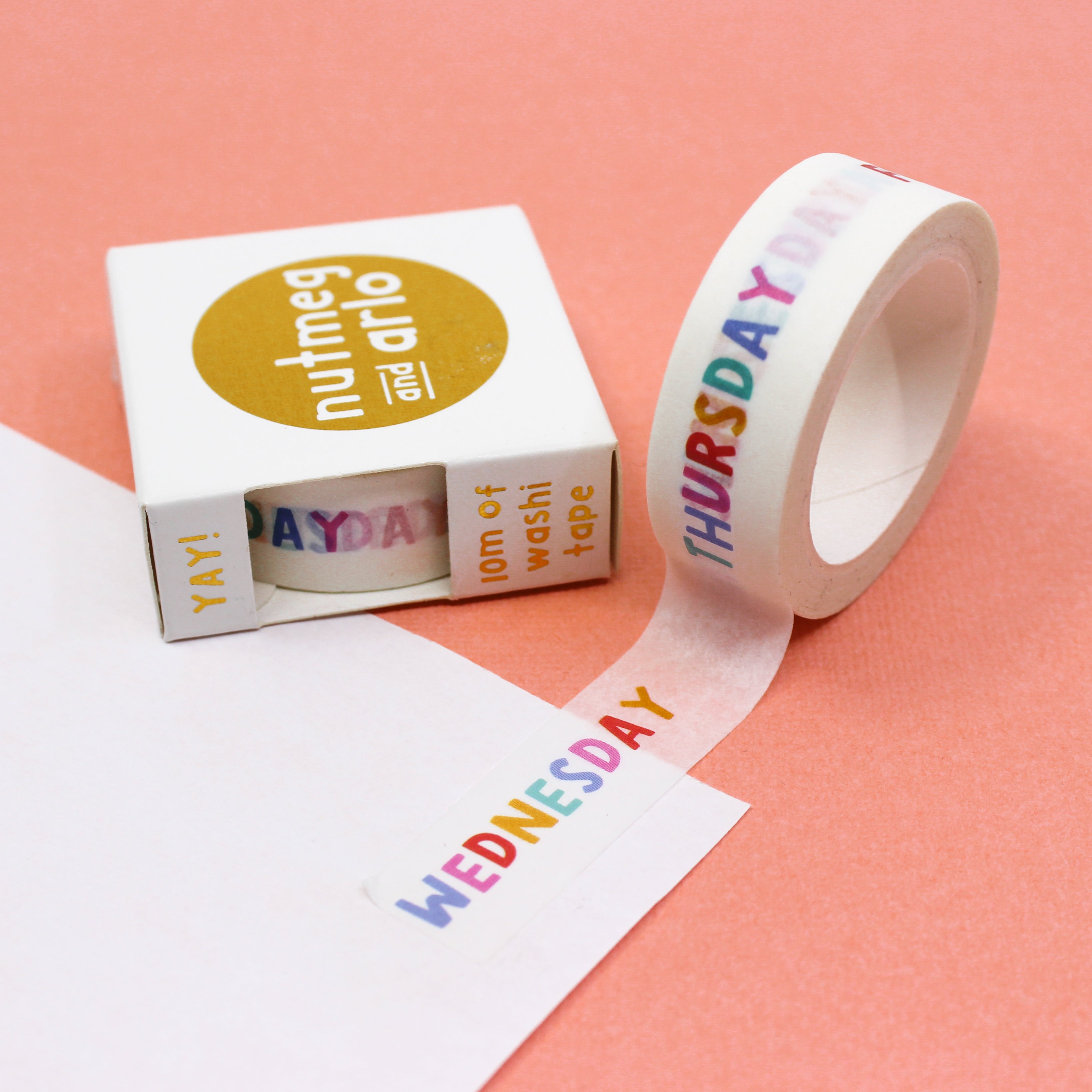 This is a rainbow color days-of-the-week washi tape from BBB Supplies Craft Shop