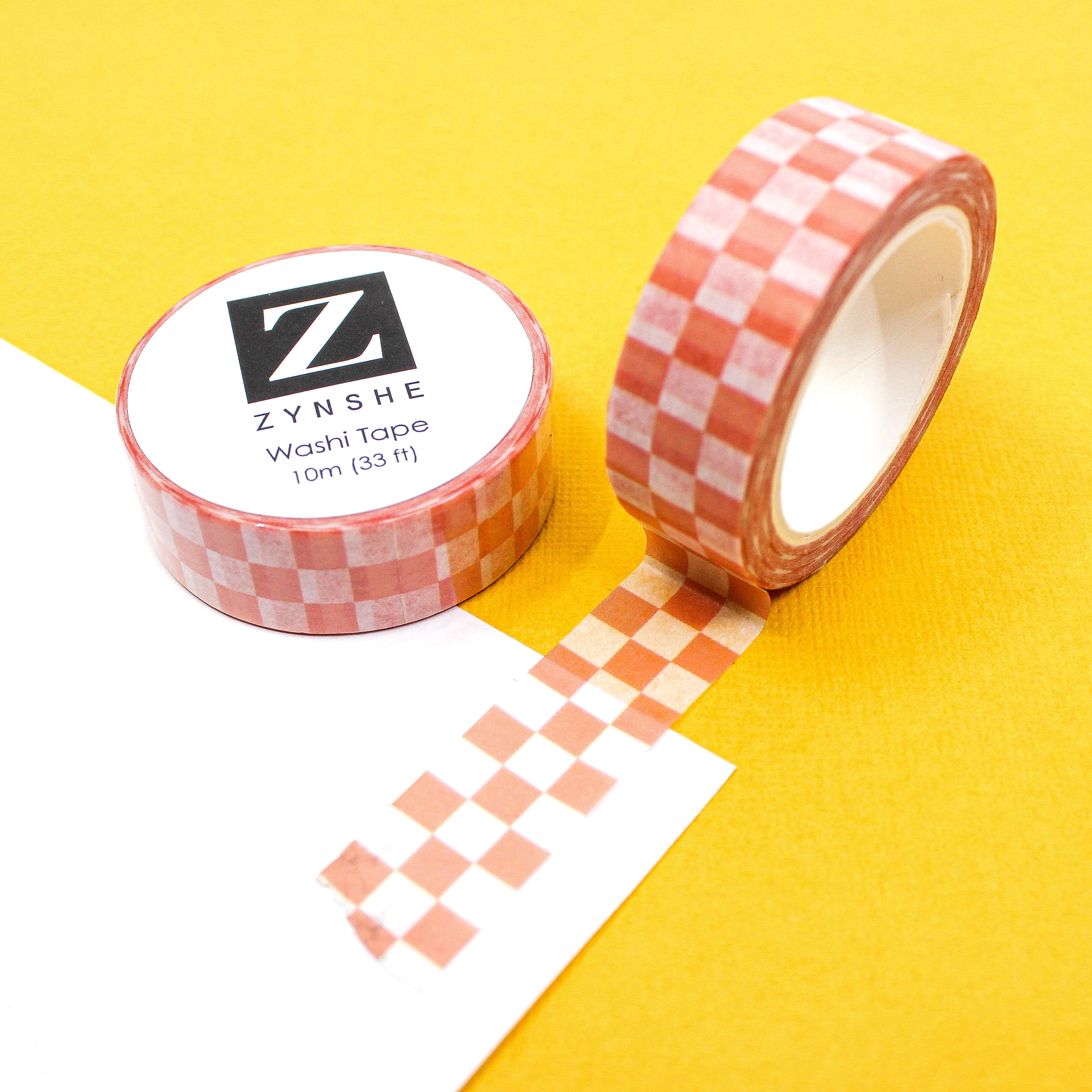 This is a pink checkerboard view themed washi tape designed by Zynshe from BBB Supplies Craft Shop
