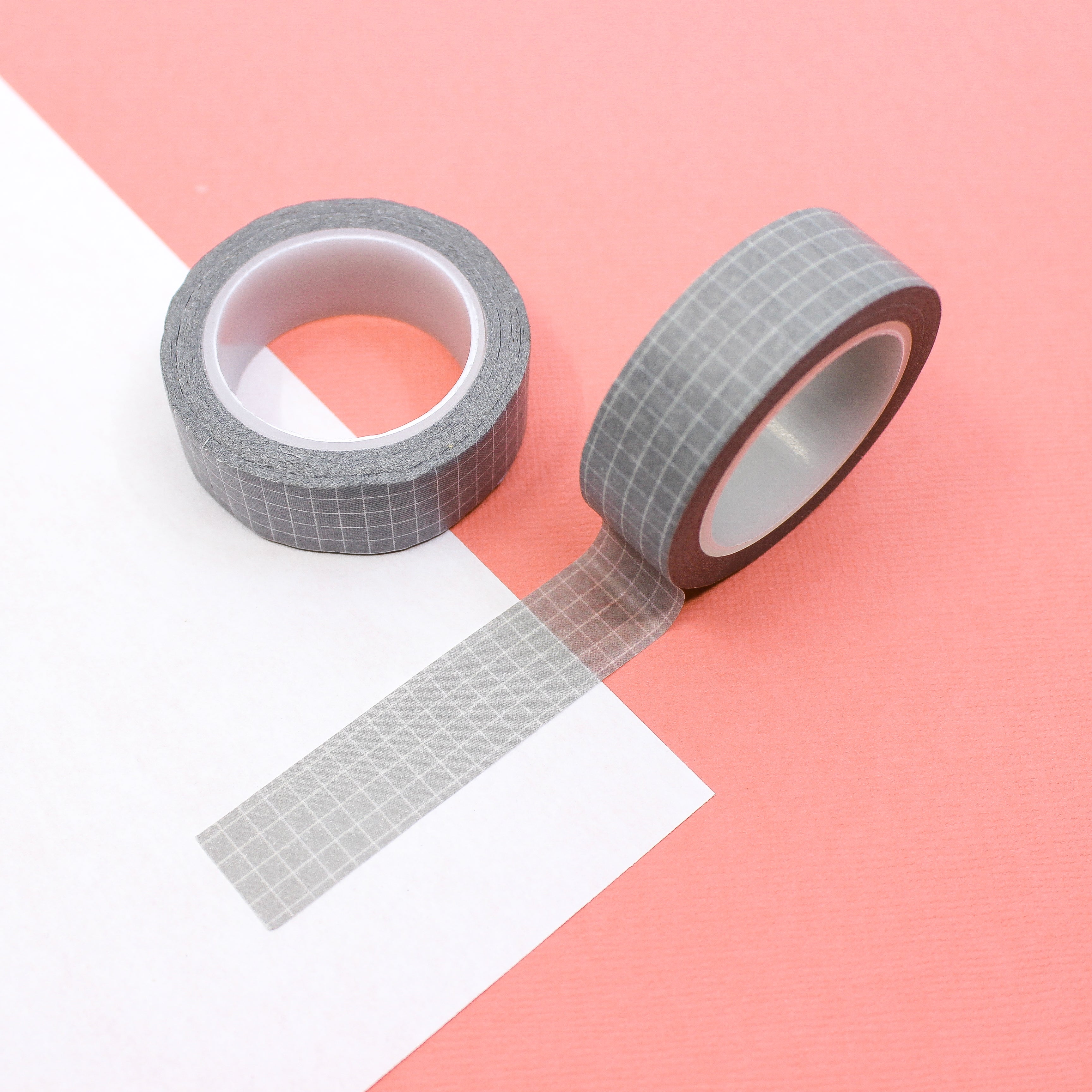 This is a grey essential grid view themed washi tape from BBB Supplies Craft Shop