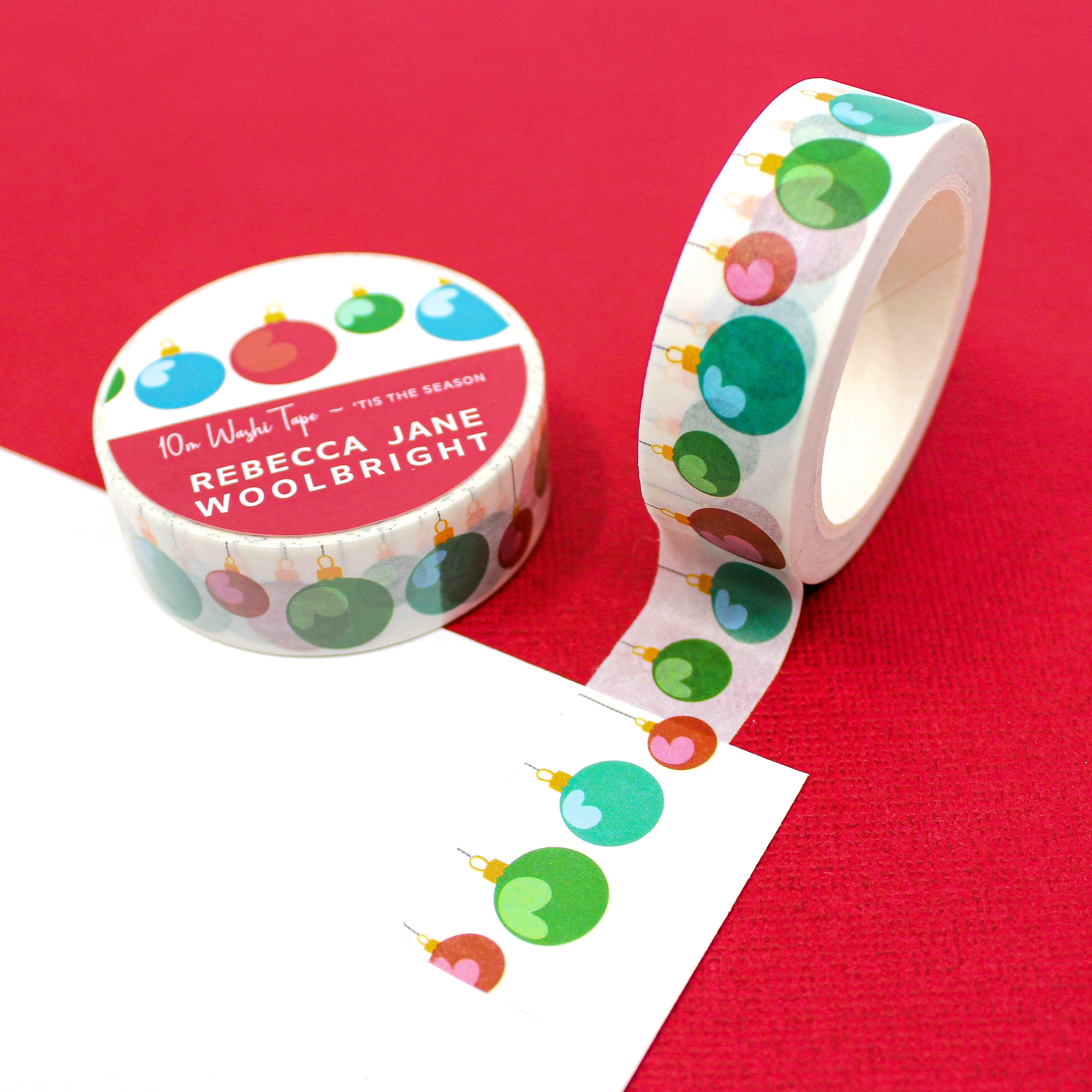 This is a colorful Christmas ornaments themed washi tape from BBB Supplies Craft Shop