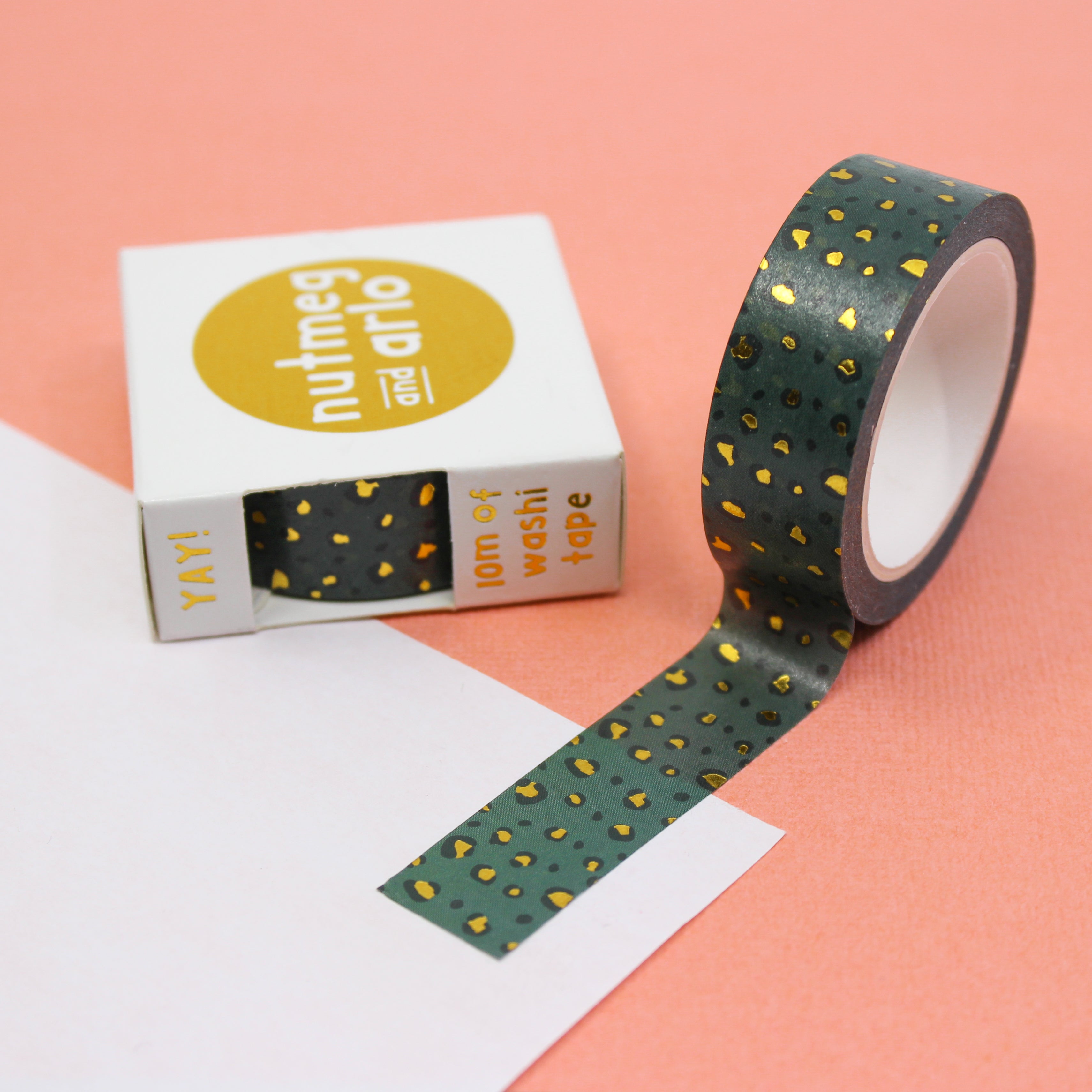 This is a green gold leopard washi tape from BBB Supplies Craft Shop