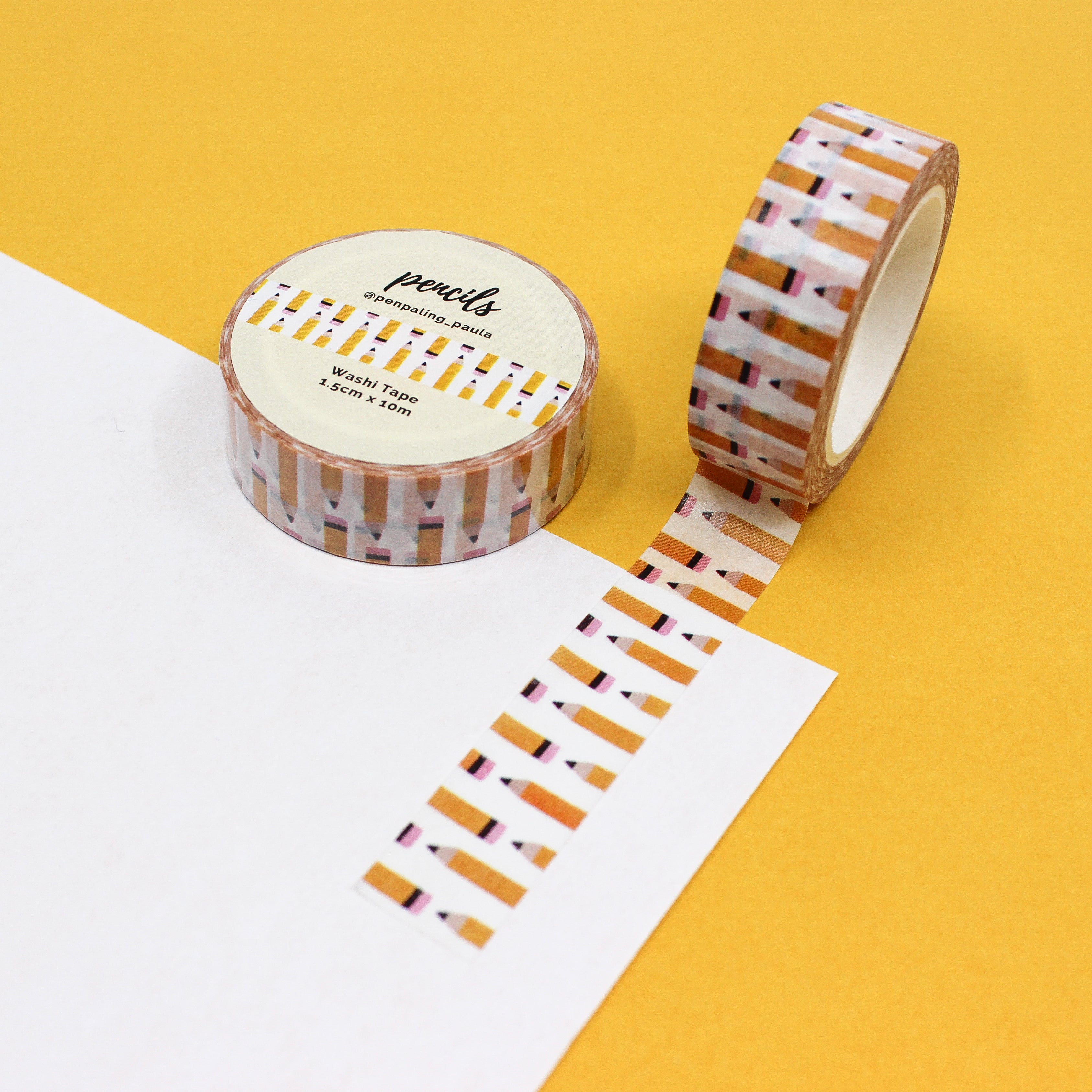 This is a yellow pencil themed washi tape from BBB Supplies Craft Shop
