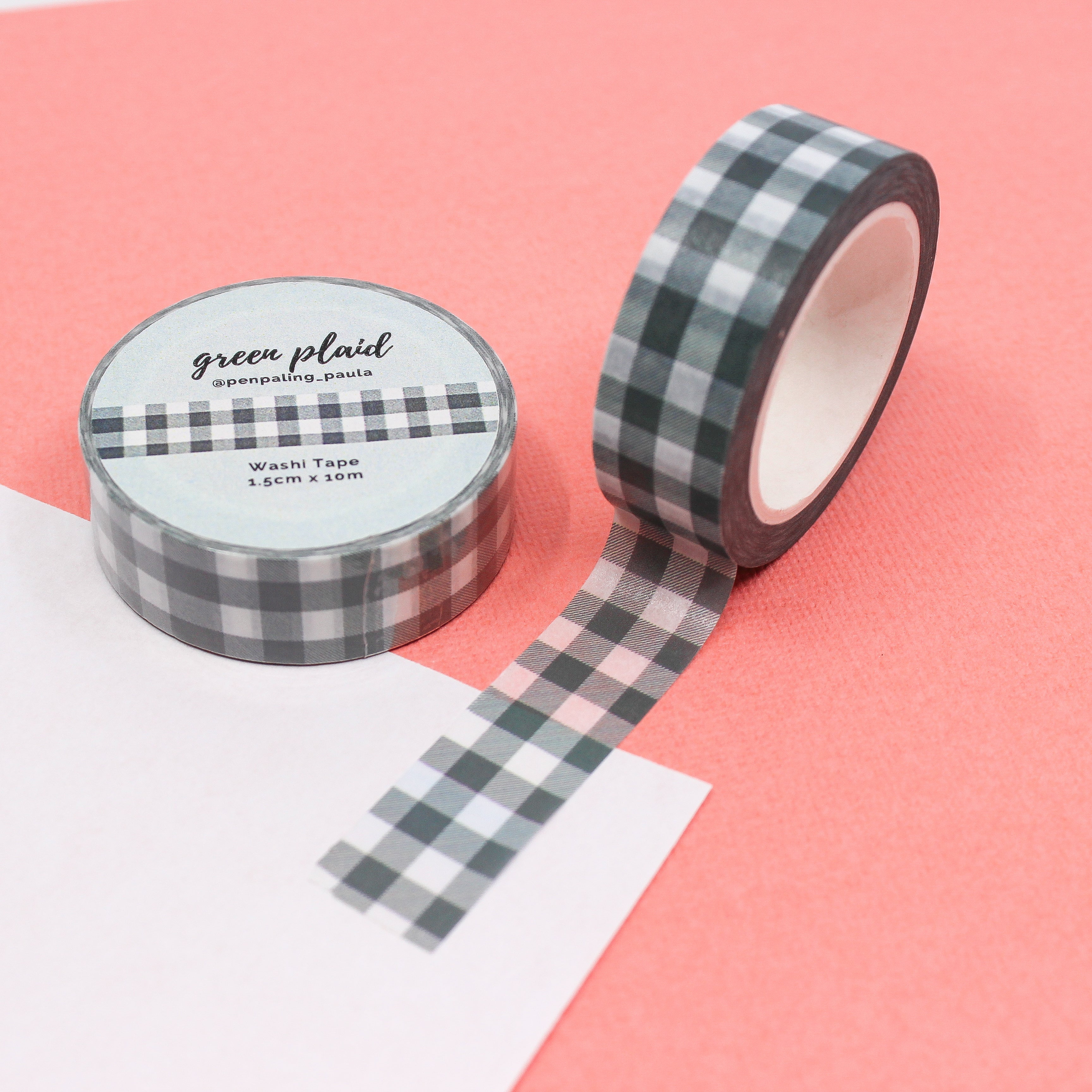 This is a traditional Christmas Holiday green plaid Washi Tape from BBB Supplies Craft Shop