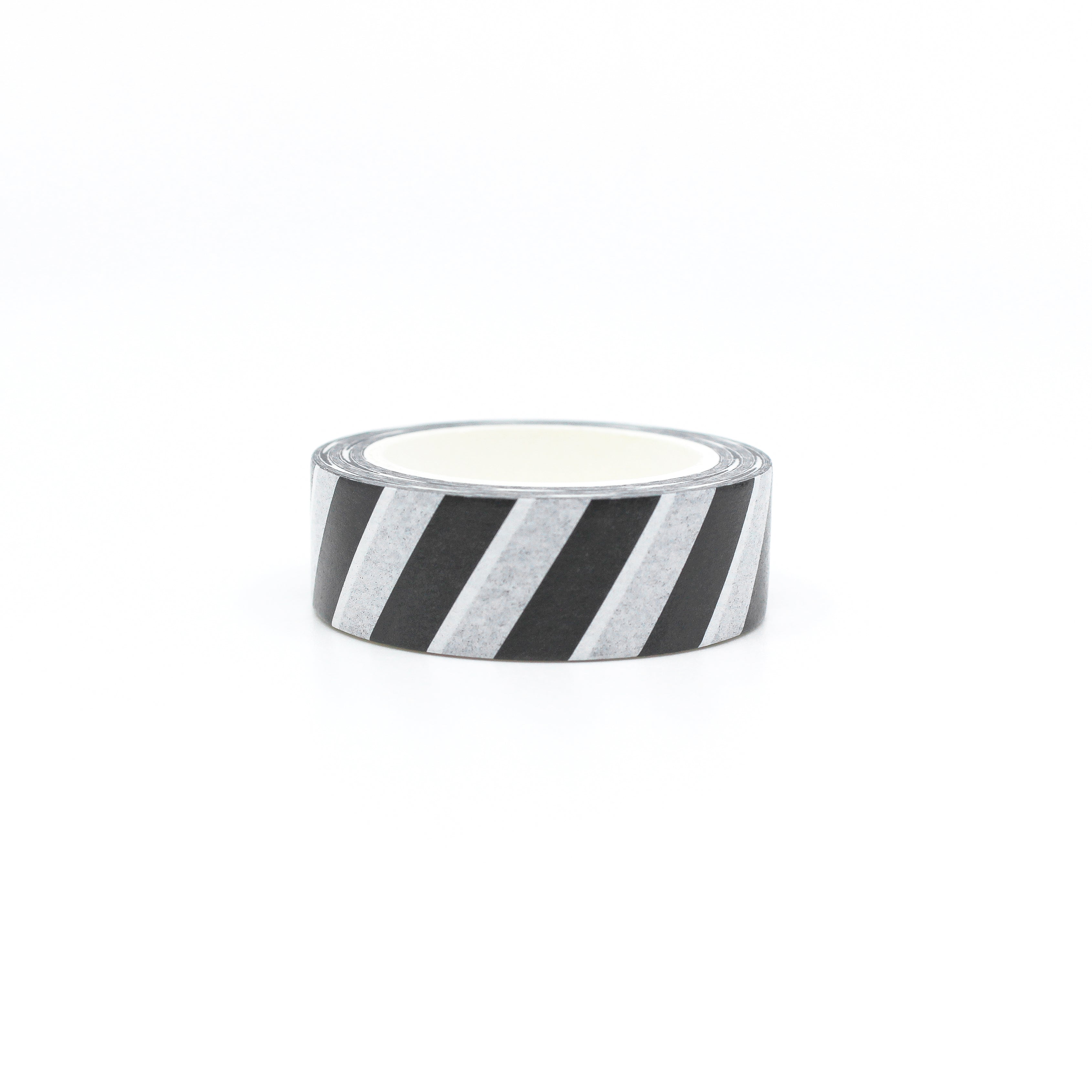 This is a white and black diagonal stripe washi tape from BBB Supplies Craft Shop