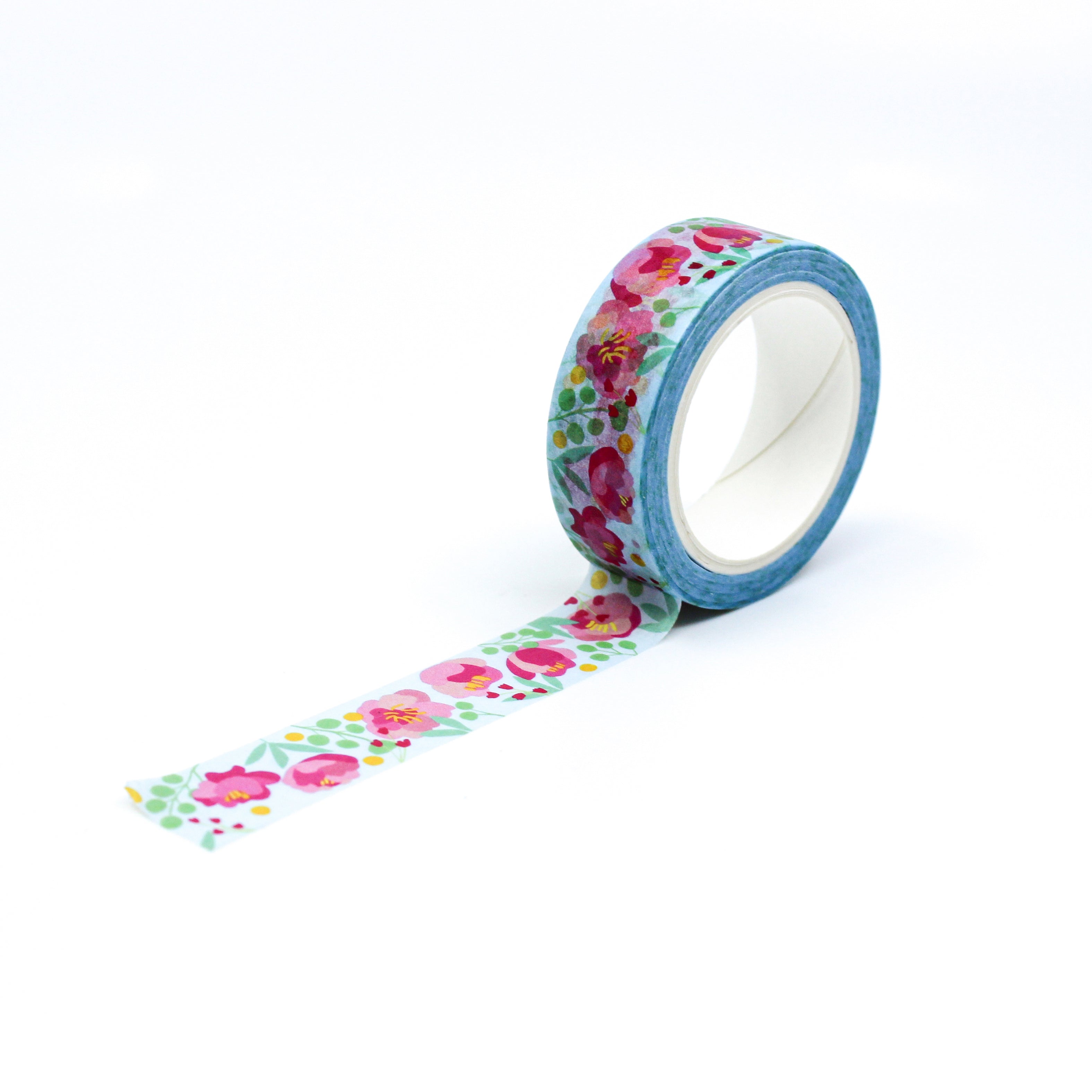 This is a full pattern repeat view of pink flowers from BBB Supplies Craft Shop