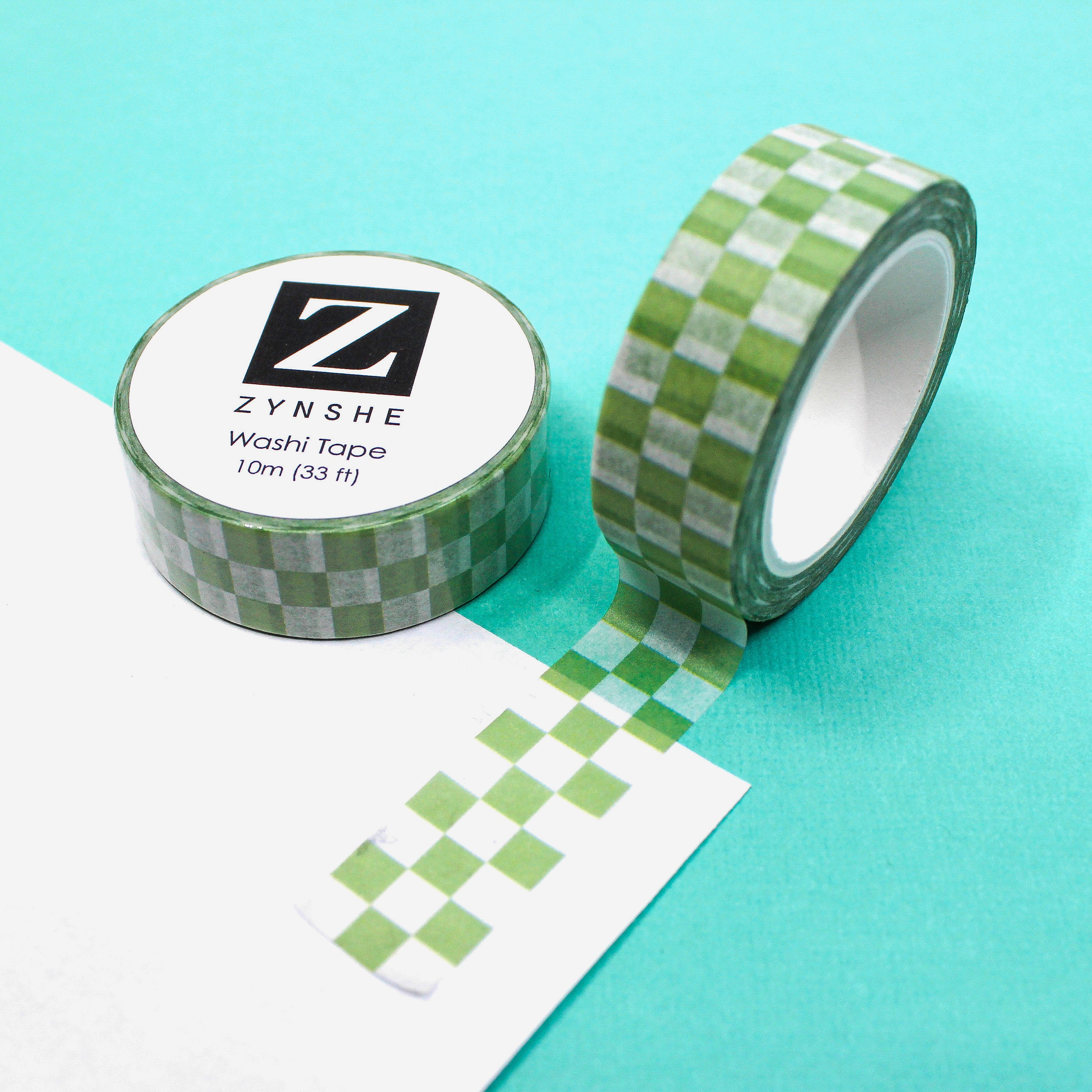 This is a green checkerboard view themed washi tape designed by Zynshe and available at BBB Supplies Craft Shop