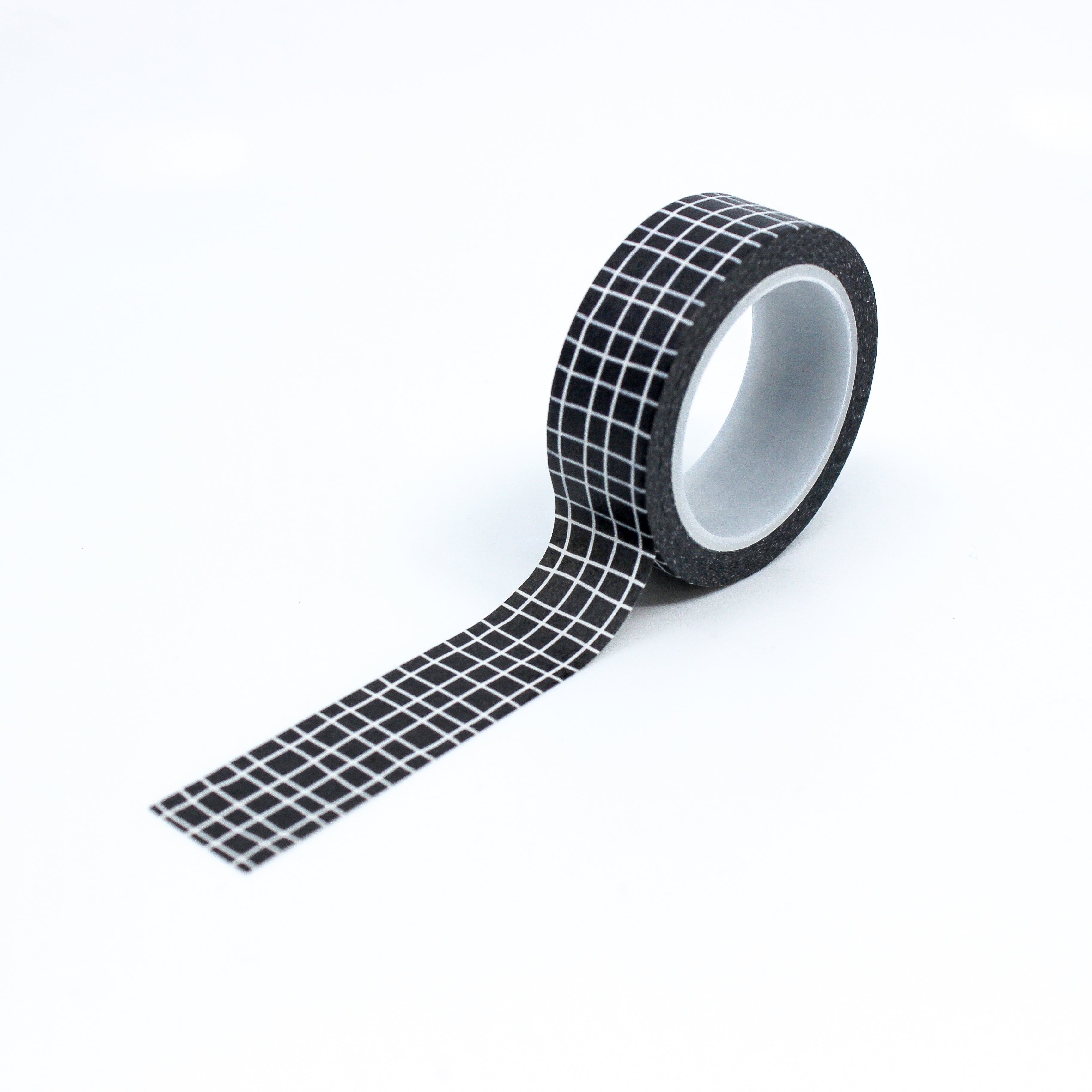 This is a full pattern repeat view of black modern grid washi tape BBB Supplies Craft Shop