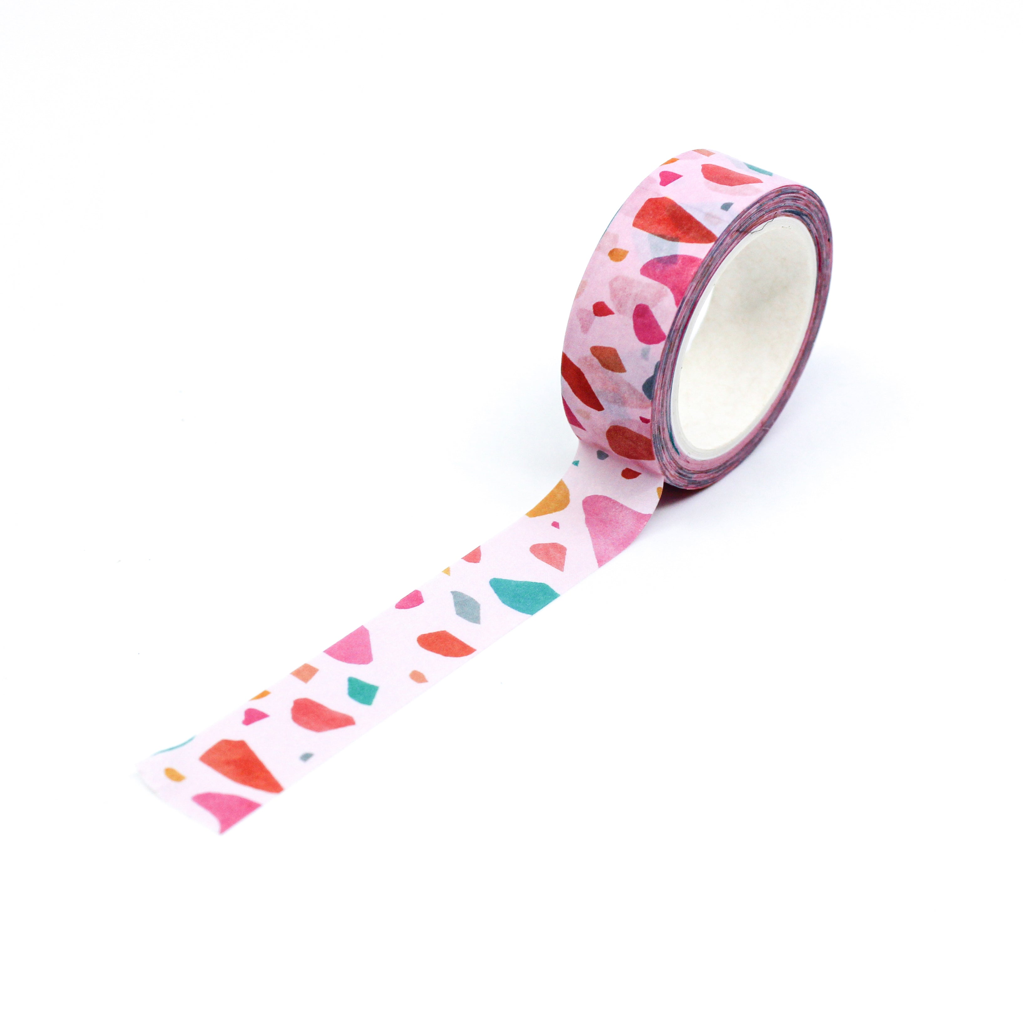 This is a full pattern repeat view of pink terrazzo washi tape from BBB Supplies Craft Shop