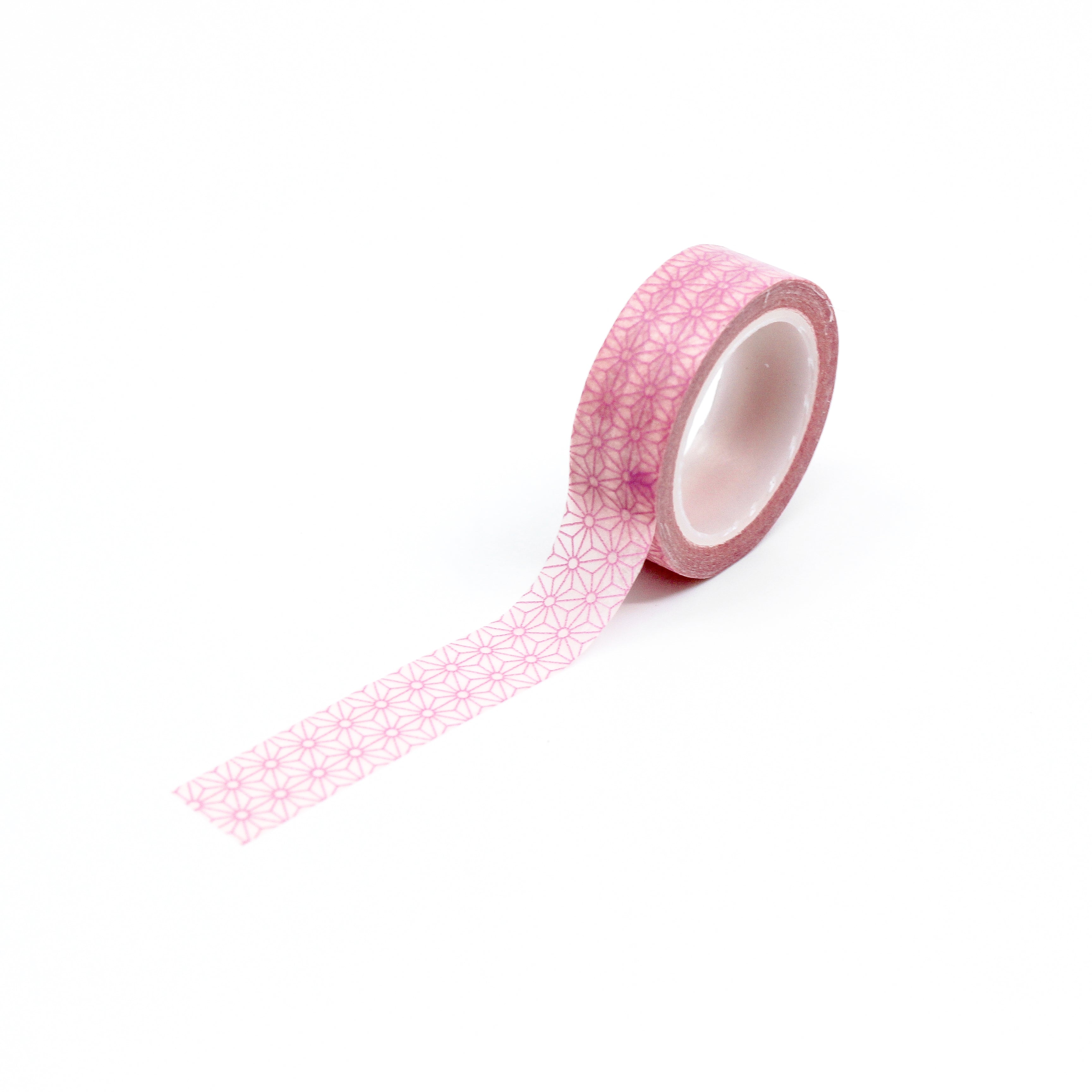 This is a full pattern repeat view of pink geo flowers washi tape BBB Supplies Craft Shop