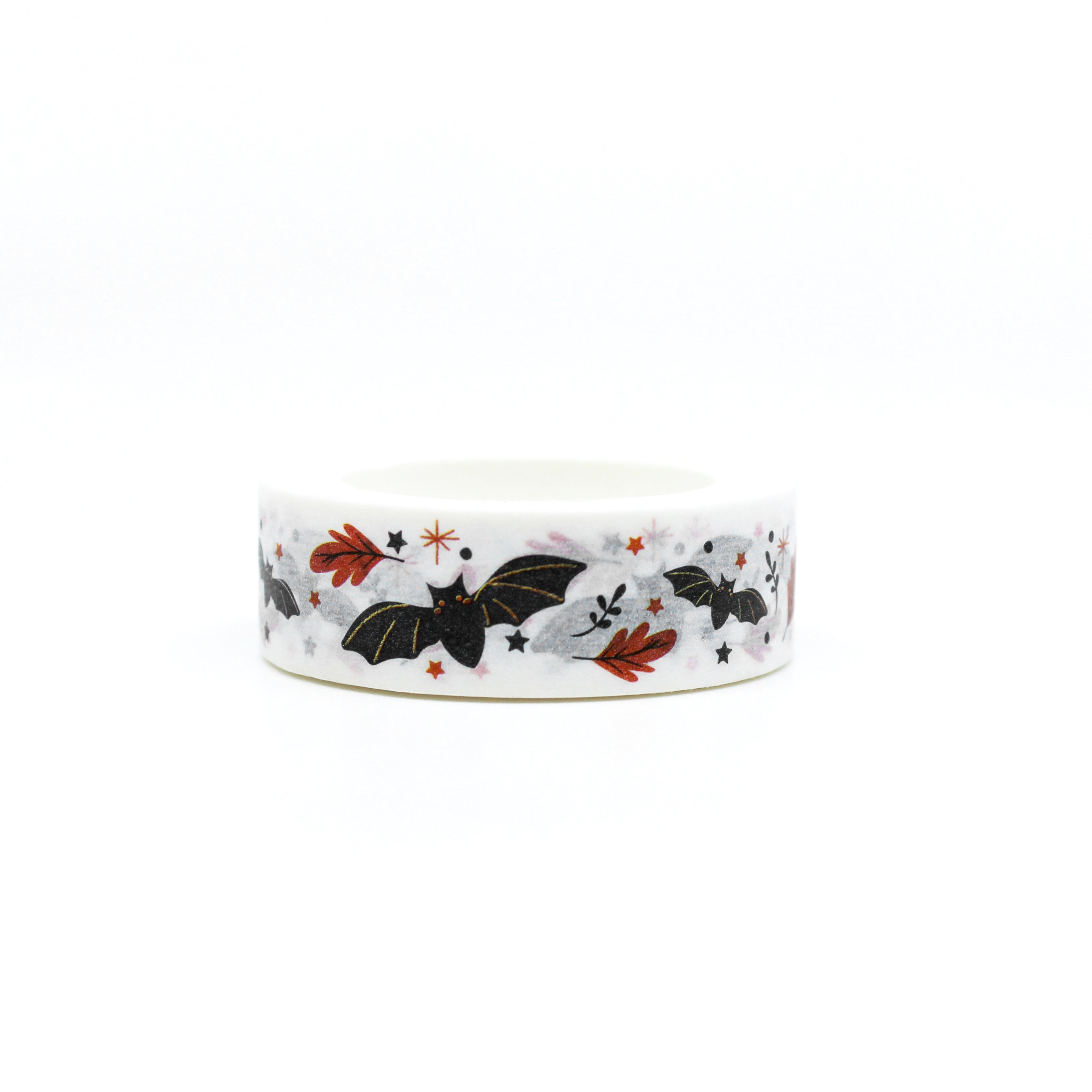 This is a black bats flying in cemetery washi tape from BBB Supplies Craft Shop