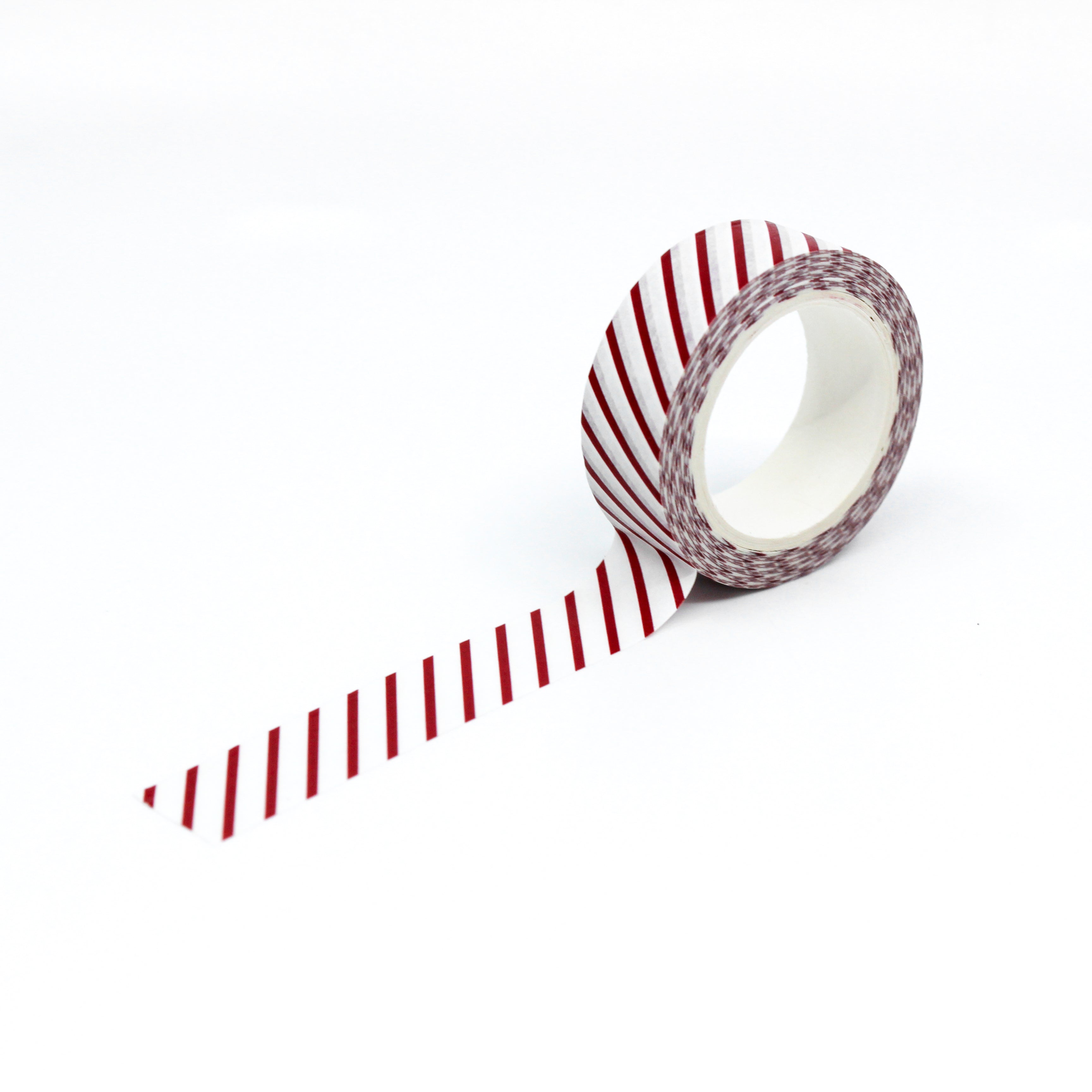 This is a full pattern repeat view of red stripe cane cane washi tape BBB Supplies Craft Shop
