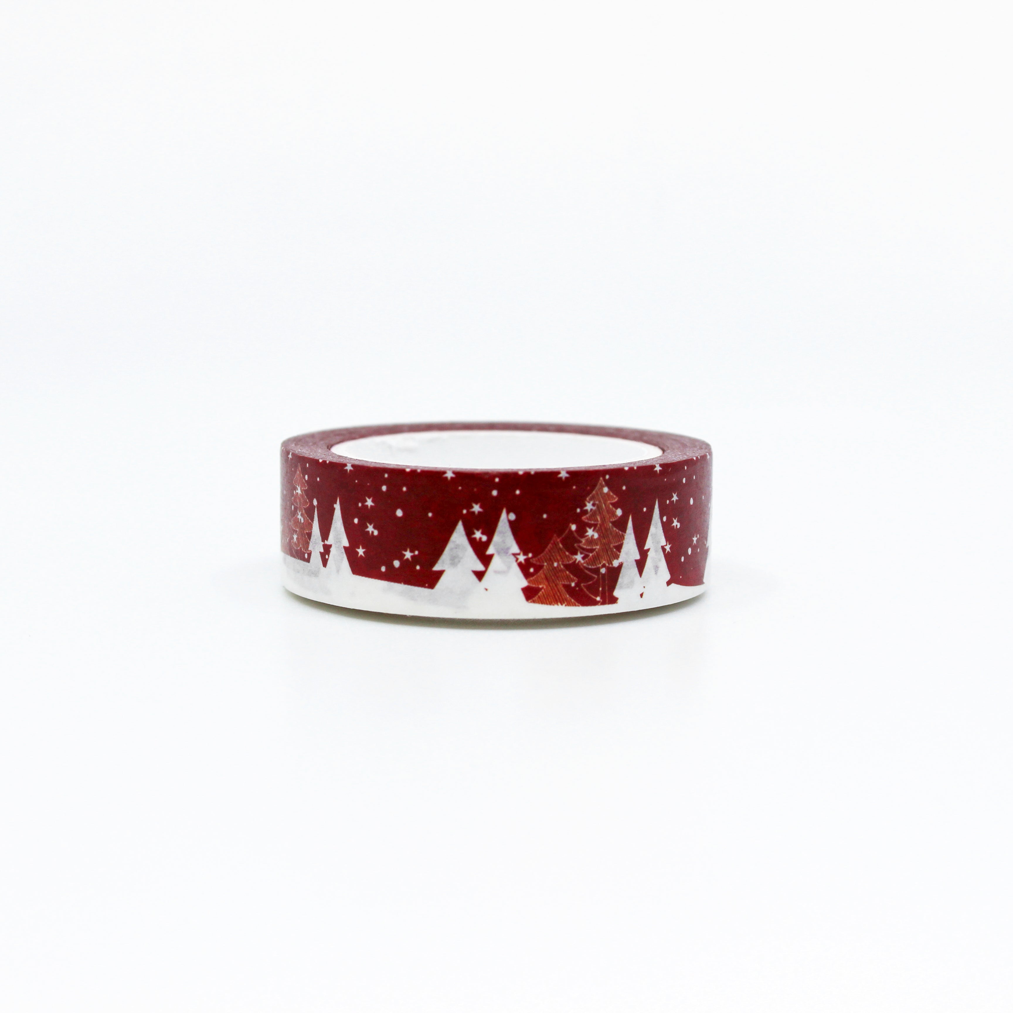 This is a nice view of red Christmas tree line in a winter season washi tape from BBB Supplies Craft Shop