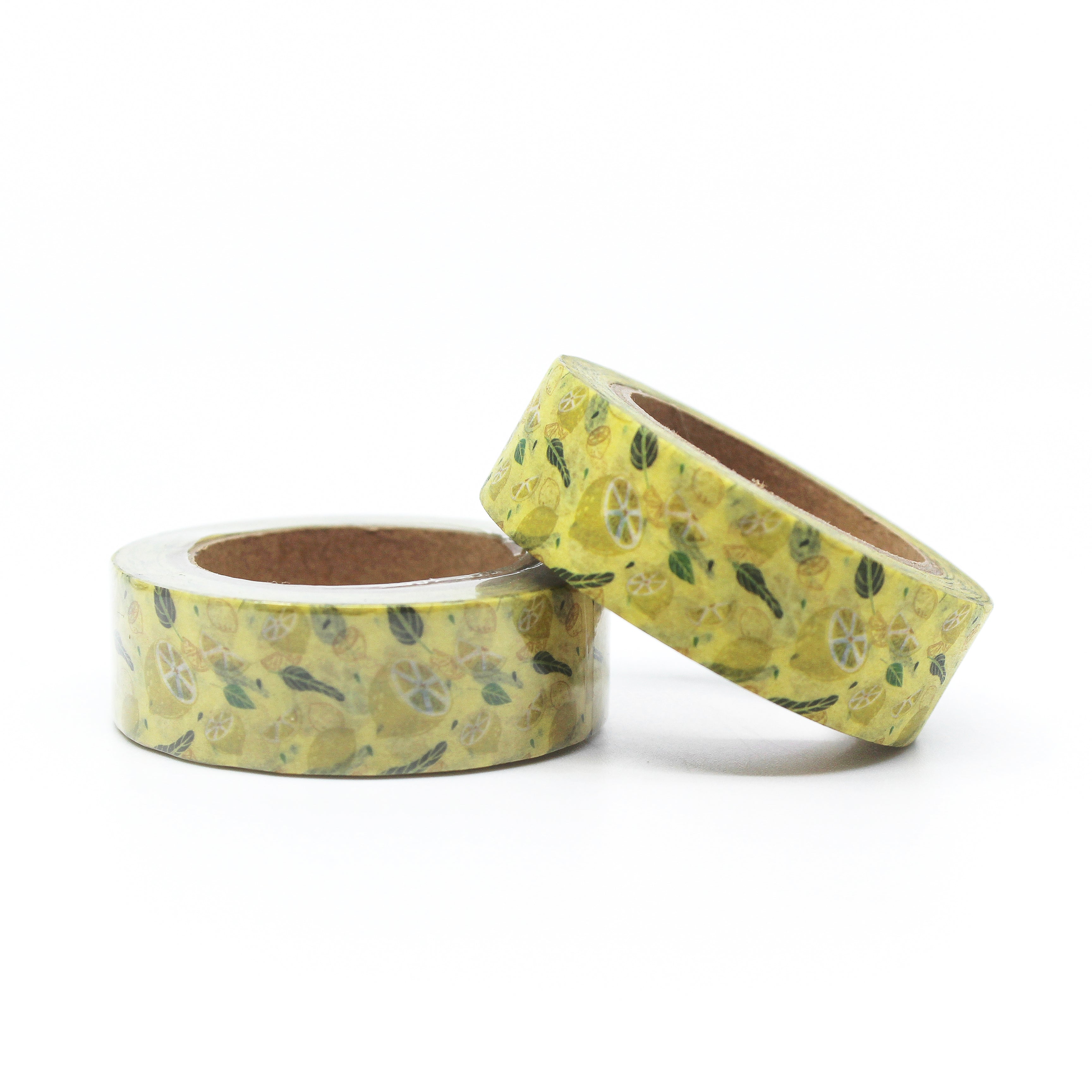 This is a roll of light yellow lemon shapes washi tape from BBB Supplies Craft Shop