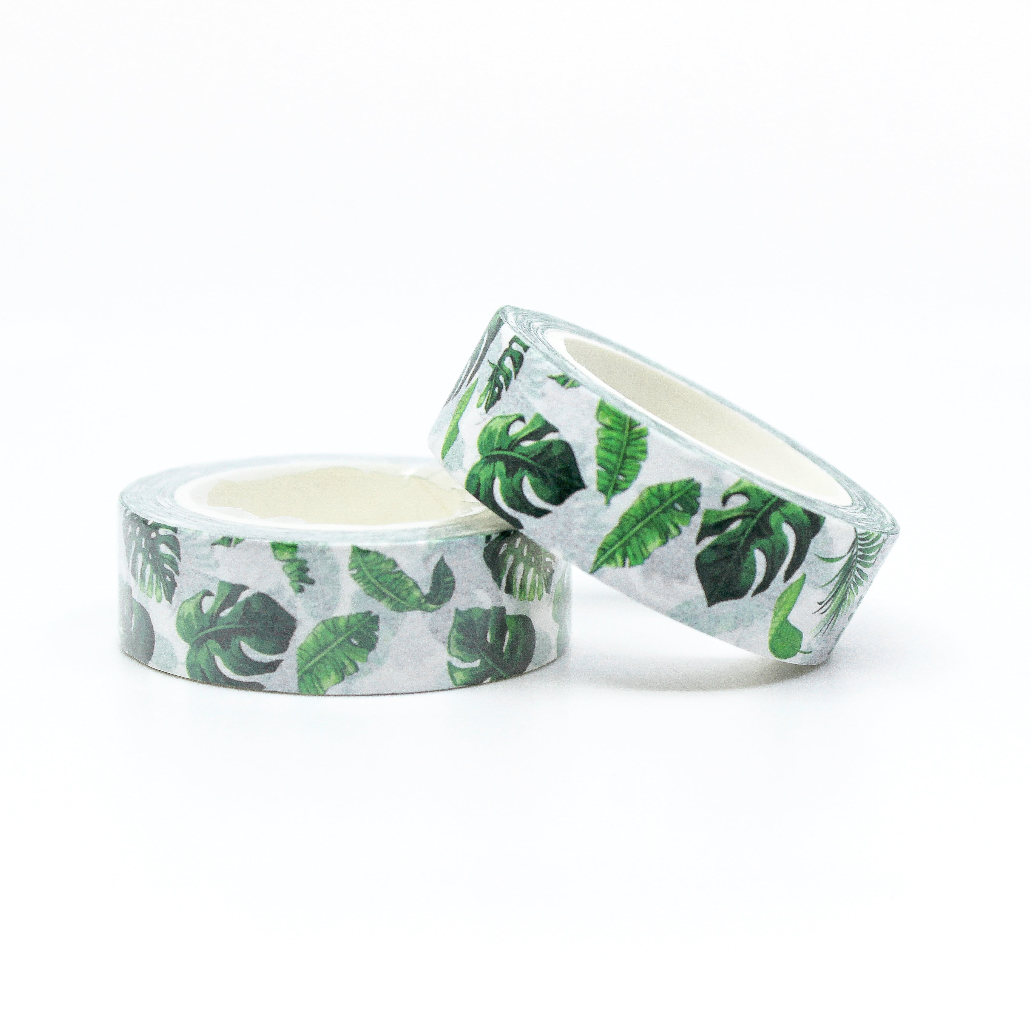 This is a cute collection of white hearts green monster palm leaves washi tapes from BBB Supplies Craft Shop
