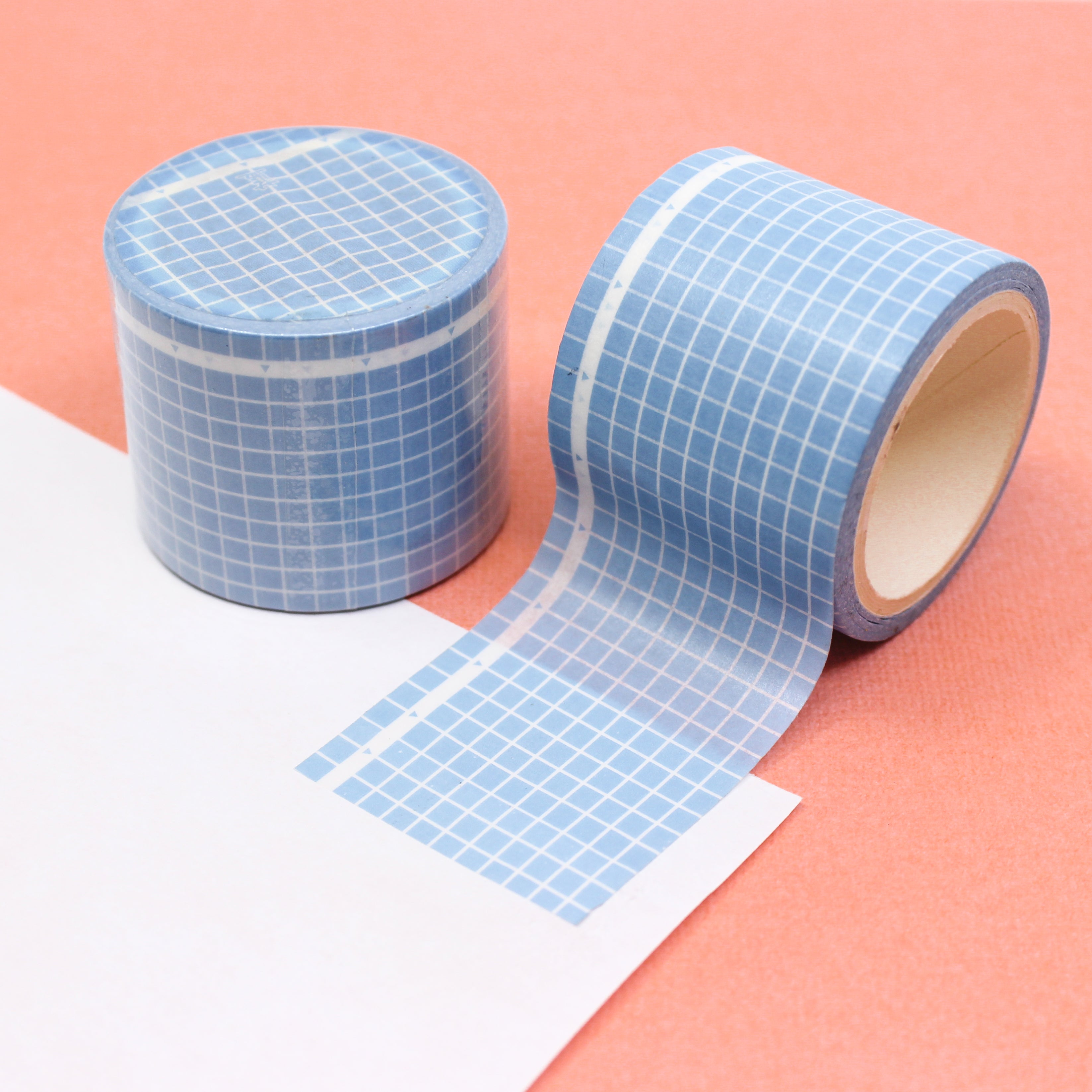 This is a blue wide grid view themed washi tape from BBB Supplies Craft Shop