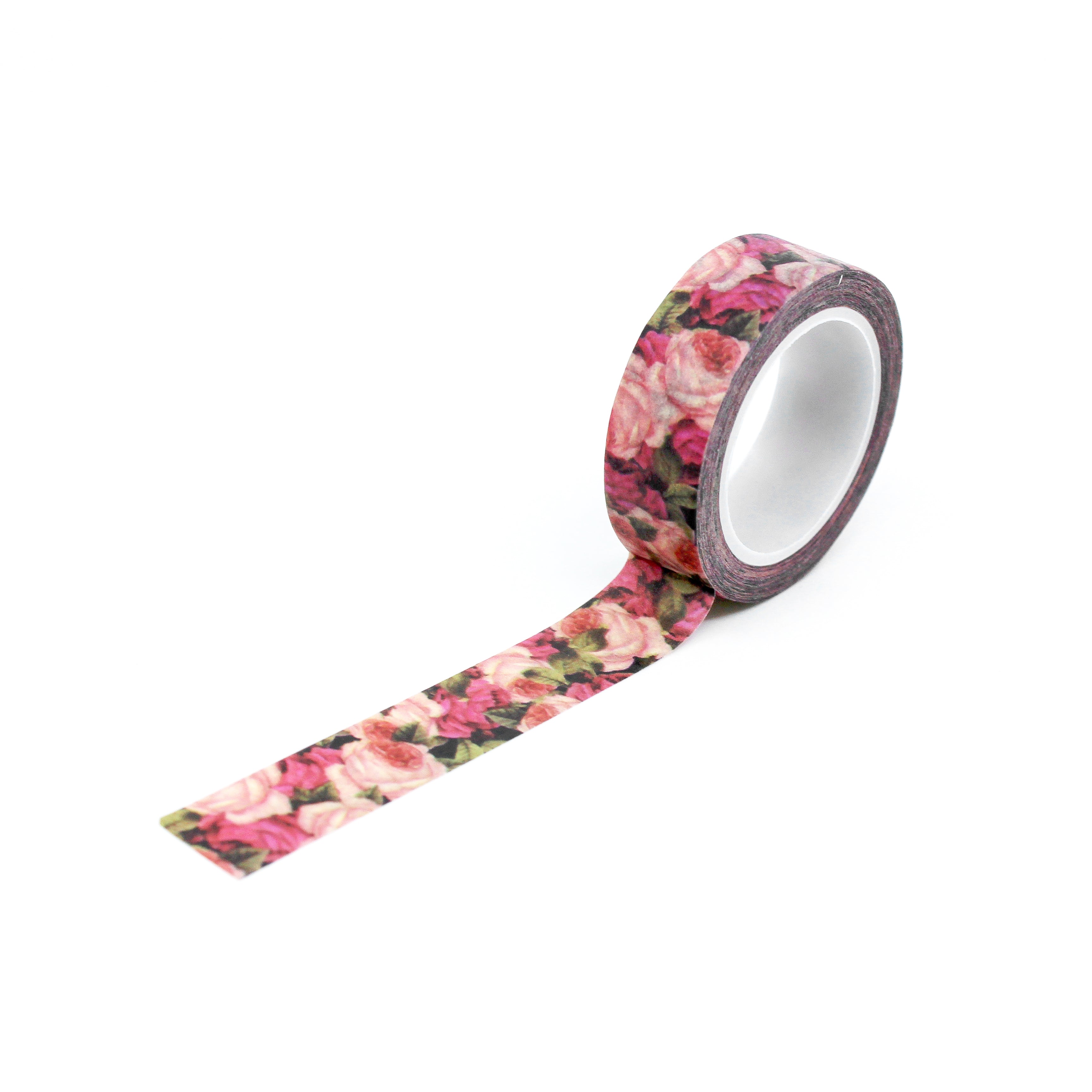This is a full pattern repeat view of pink flowers washi tape BBB Supplies Craft Shop