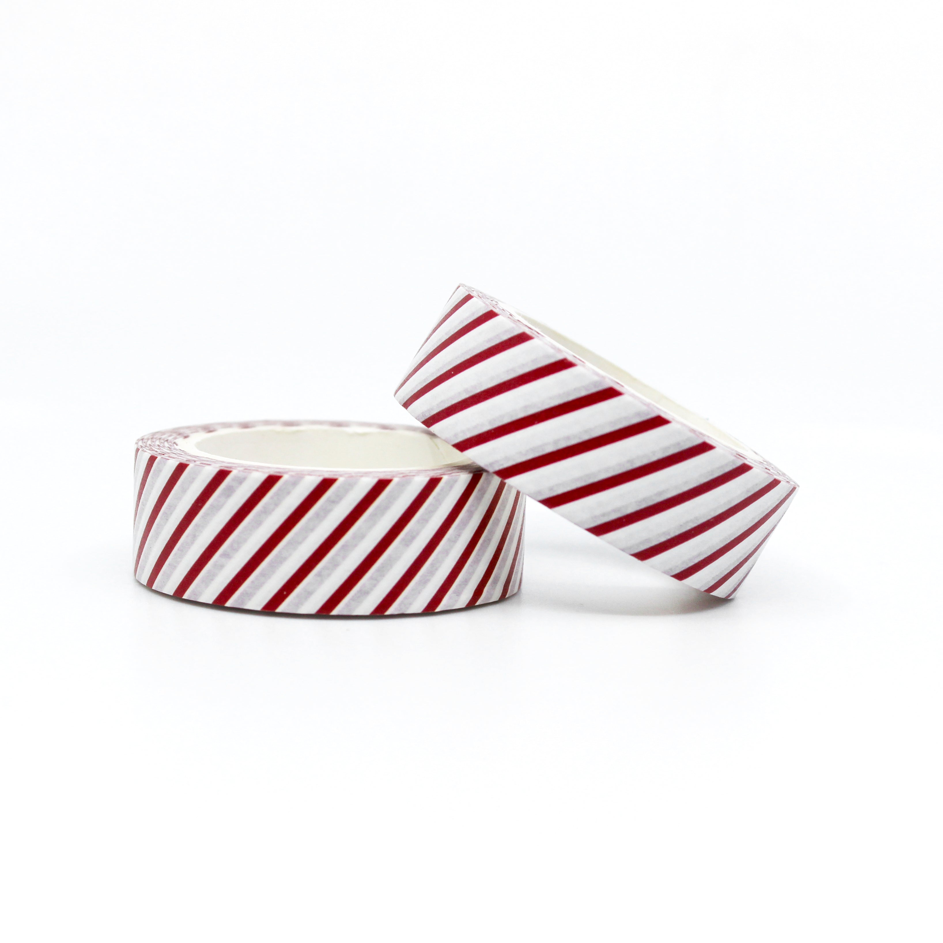 This is a roll of color red stripe candy cane style washi tapes from BBB Supplies Craft Shop