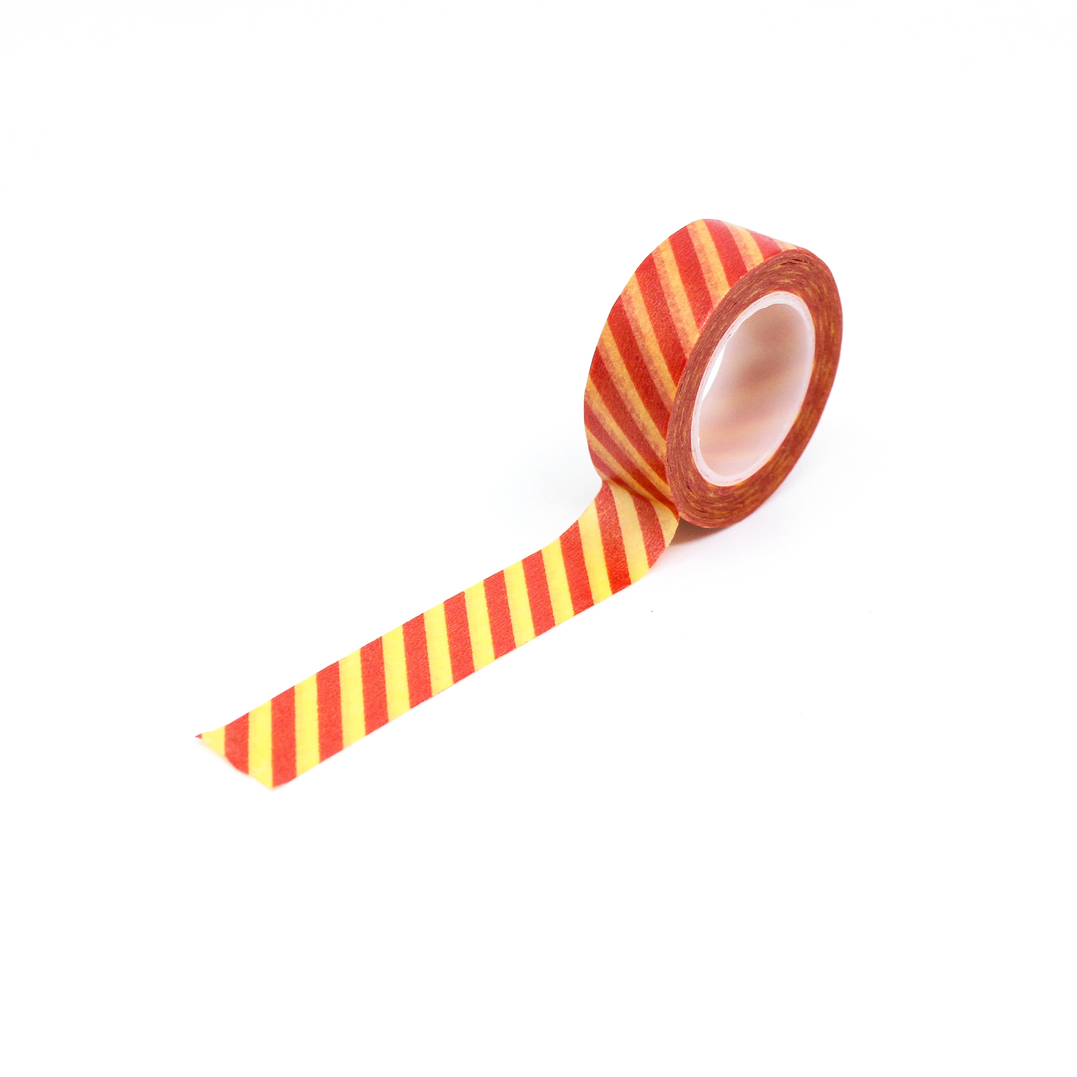 This is a full pattern repeat view of orange and yellow diagonal stripe washi tape BBB Supplies Craft Shop